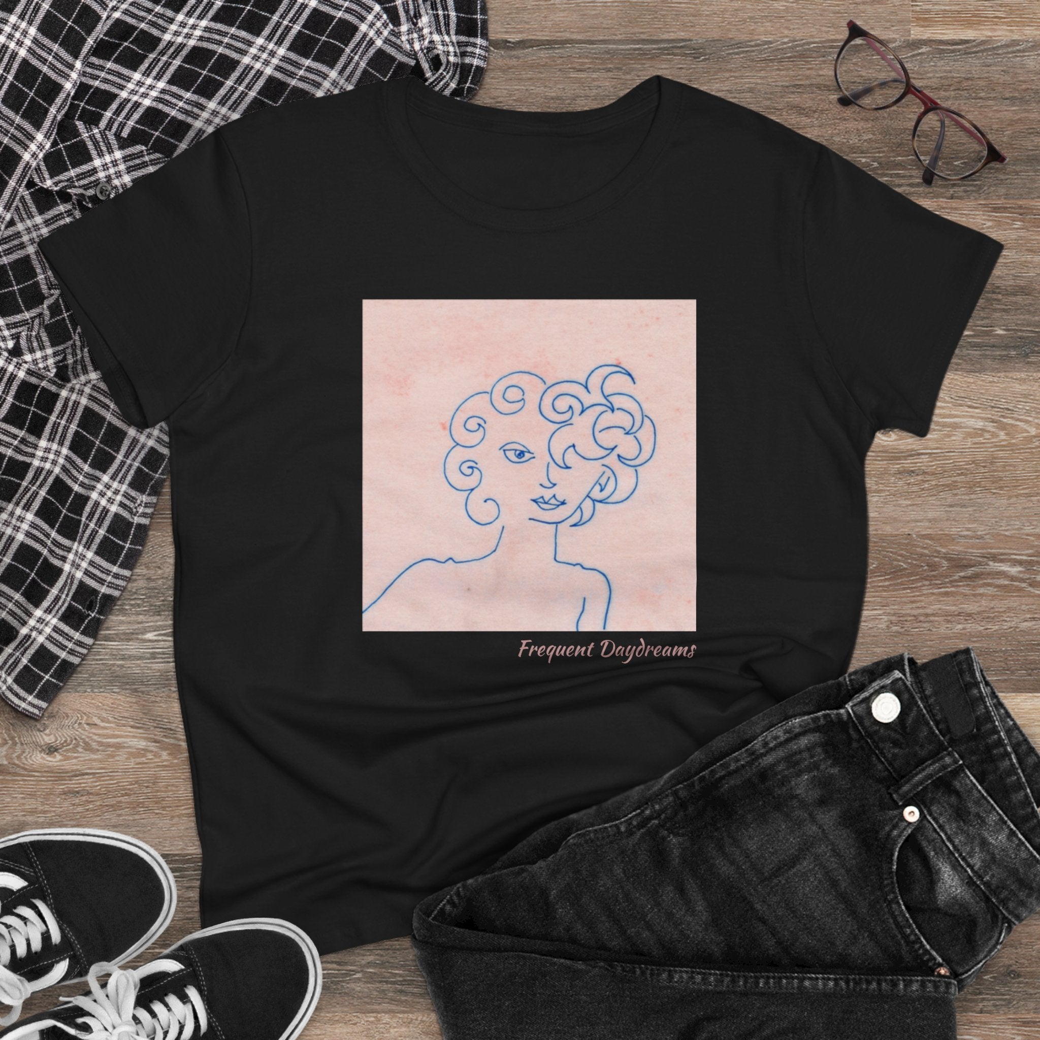 Women's Midweight Cotton Tee - Frequent Daydreams Sketch No.47