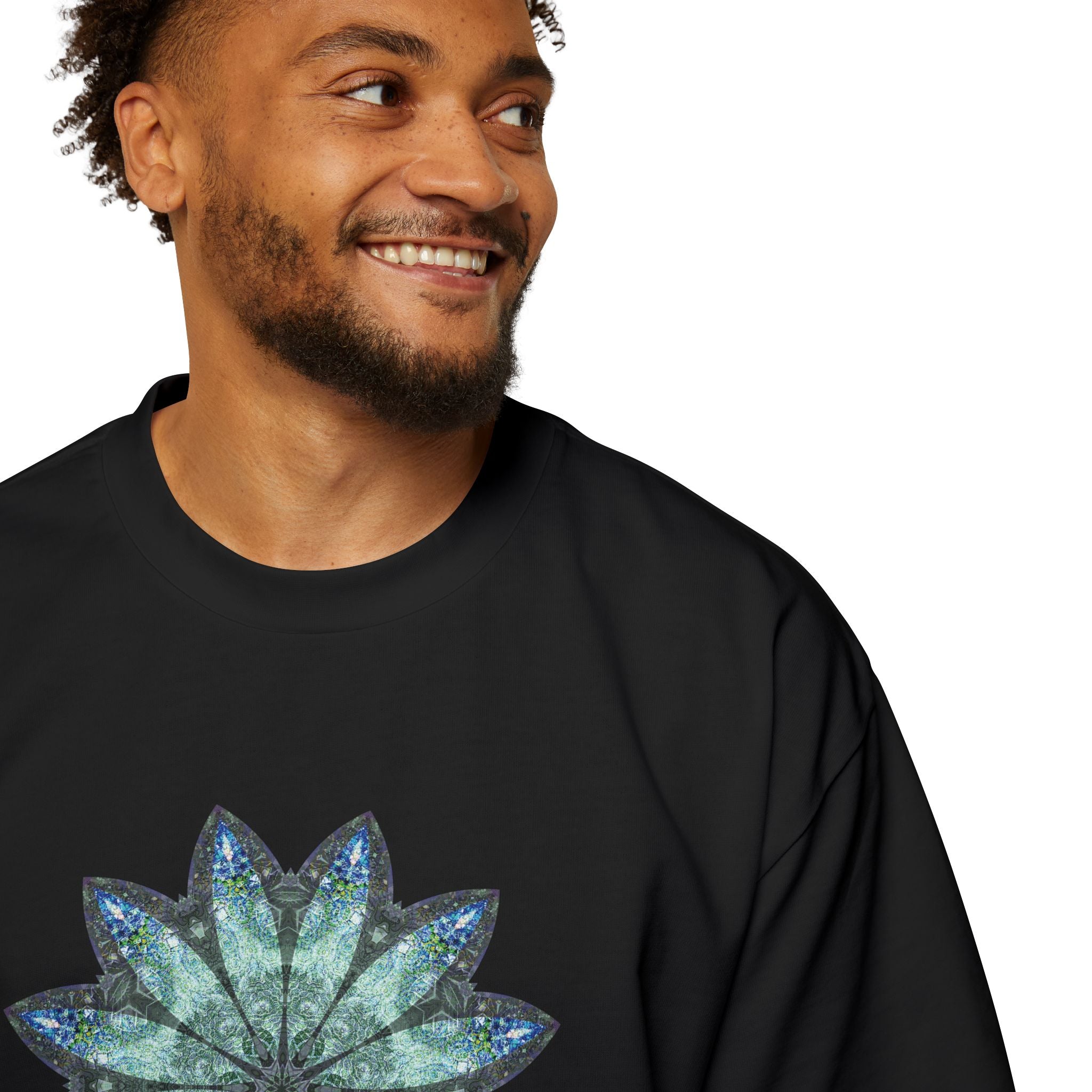 Men's Heavy Oversized Tee - Love Light Mandalas No.20