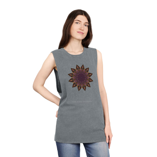 Unisex Stonewash Tank Top - Love Light Mandalas No.1