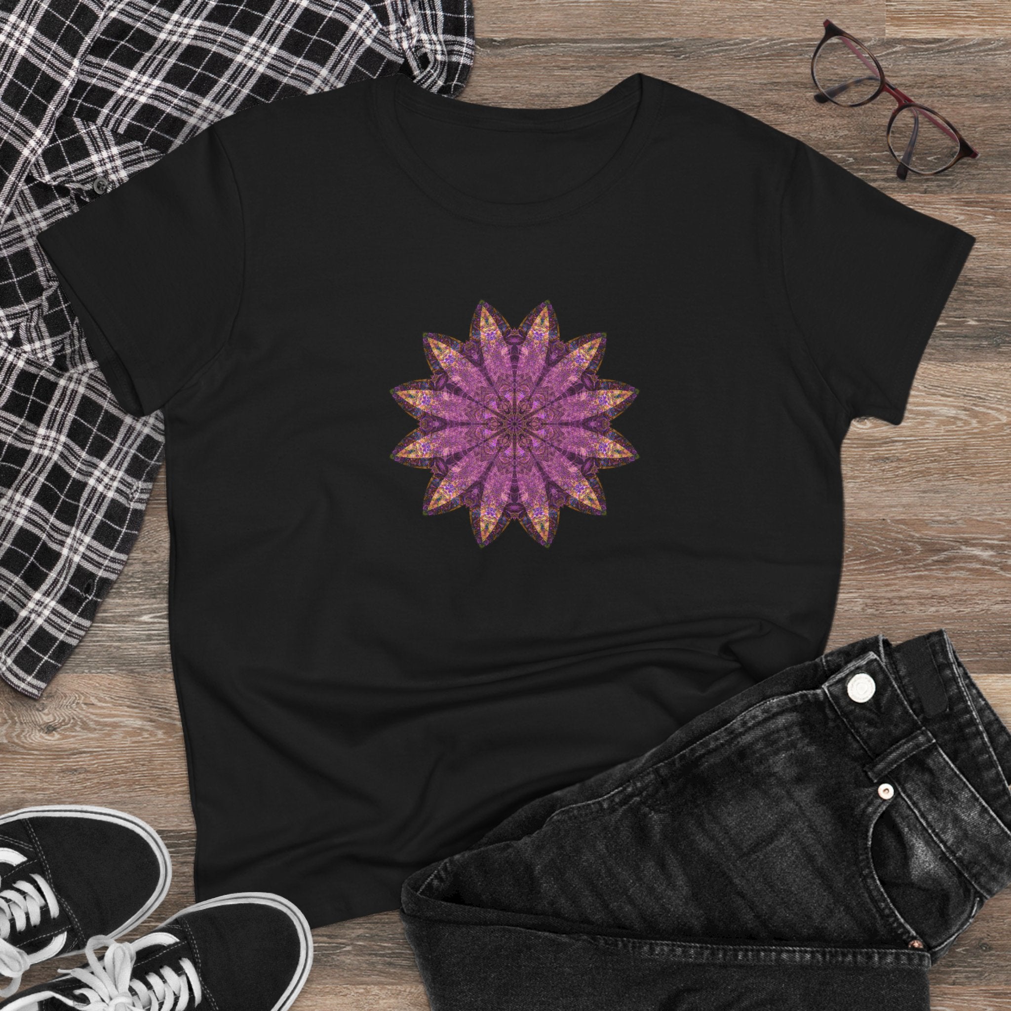 Women's Midweight Cotton Tee - Love Light Mandalas No.16