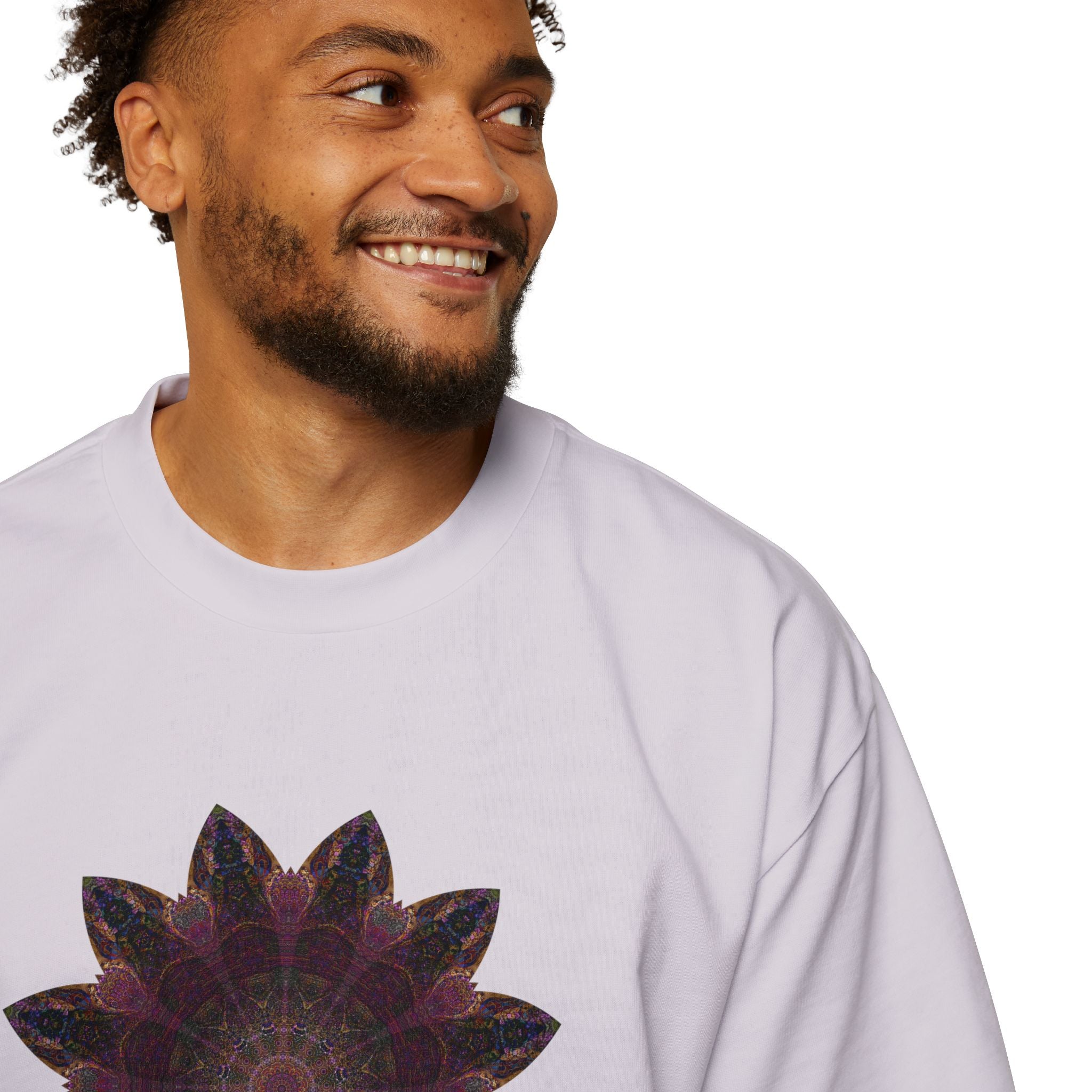 Men's Heavy Oversized Tee - Love Light Mandalas No.8