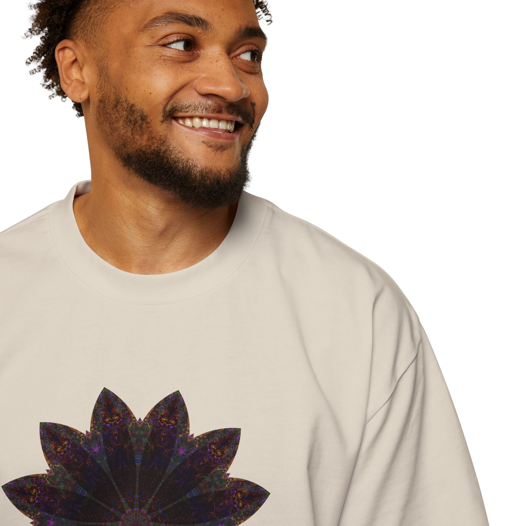 Men's Heavy Oversized Tee - Love Light Mandalas No.10