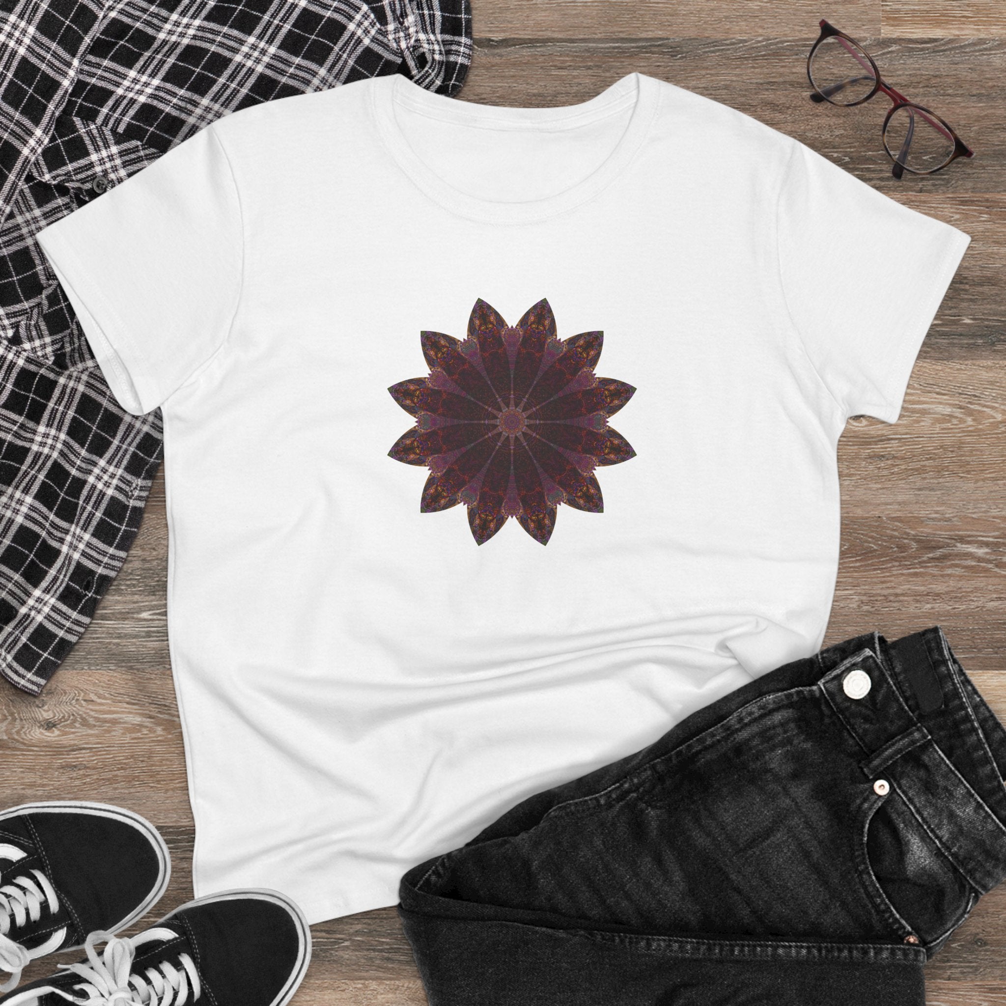 Women's Midweight Cotton Tee - Love Light Mandalas No.5