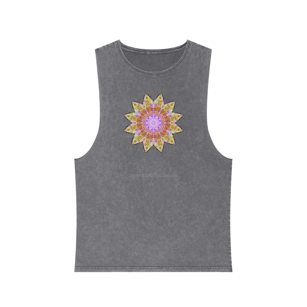Unisex Stonewash Tank Top - Love Light Mandalas No.14