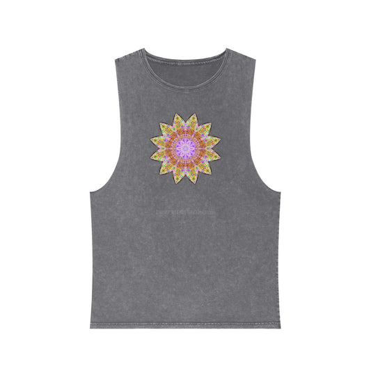 Unisex Stonewash Tank Top - Love Light Mandalas No.14