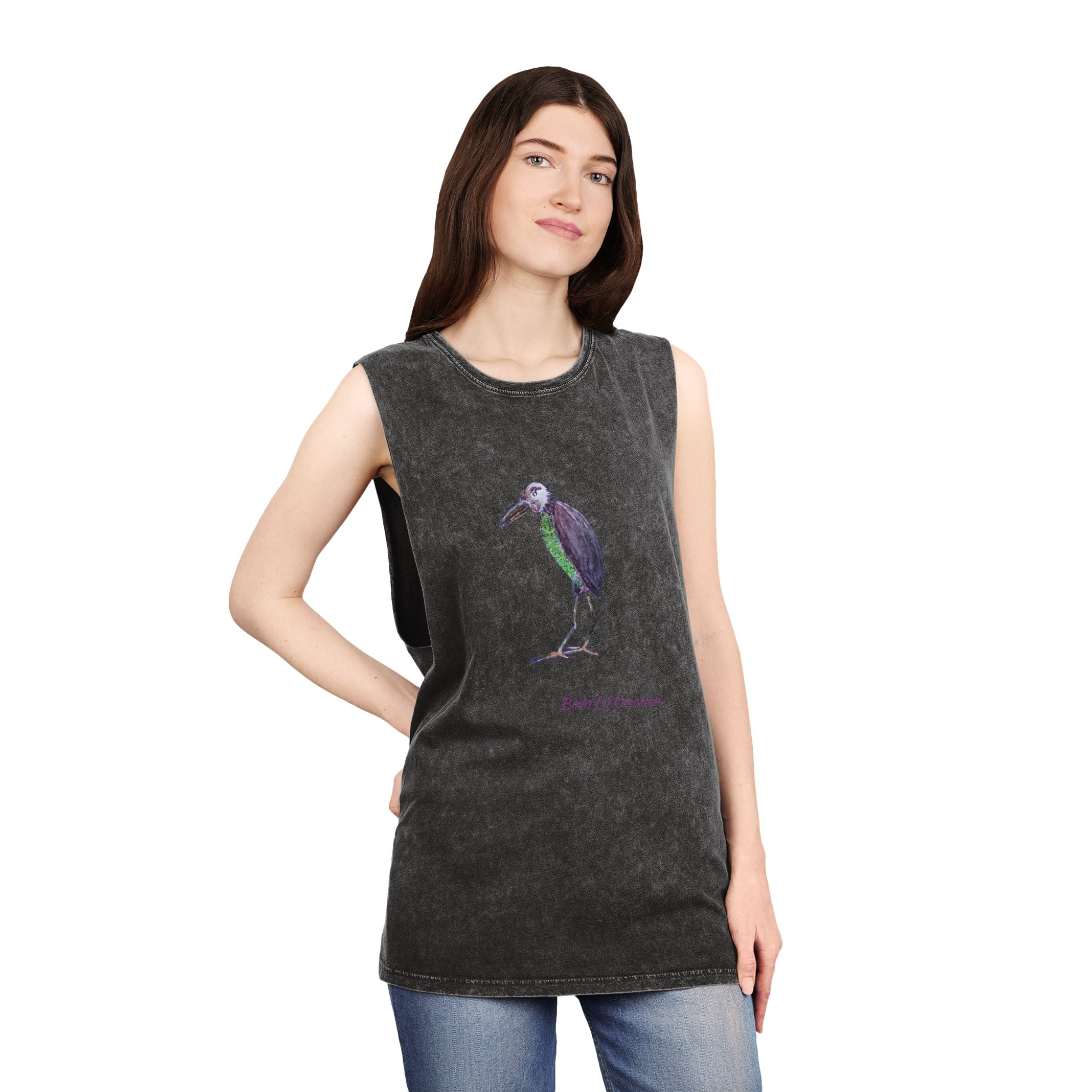Unisex Stonewash Tank Top - Birds Of Creation No.2