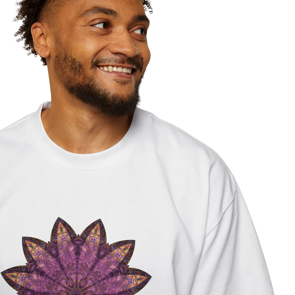 Men's Heavy Oversized Tee - Love Light Mandalas No.16