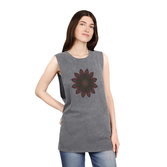 Unisex Stonewash Tank Top - Love Light Mandalas No.7