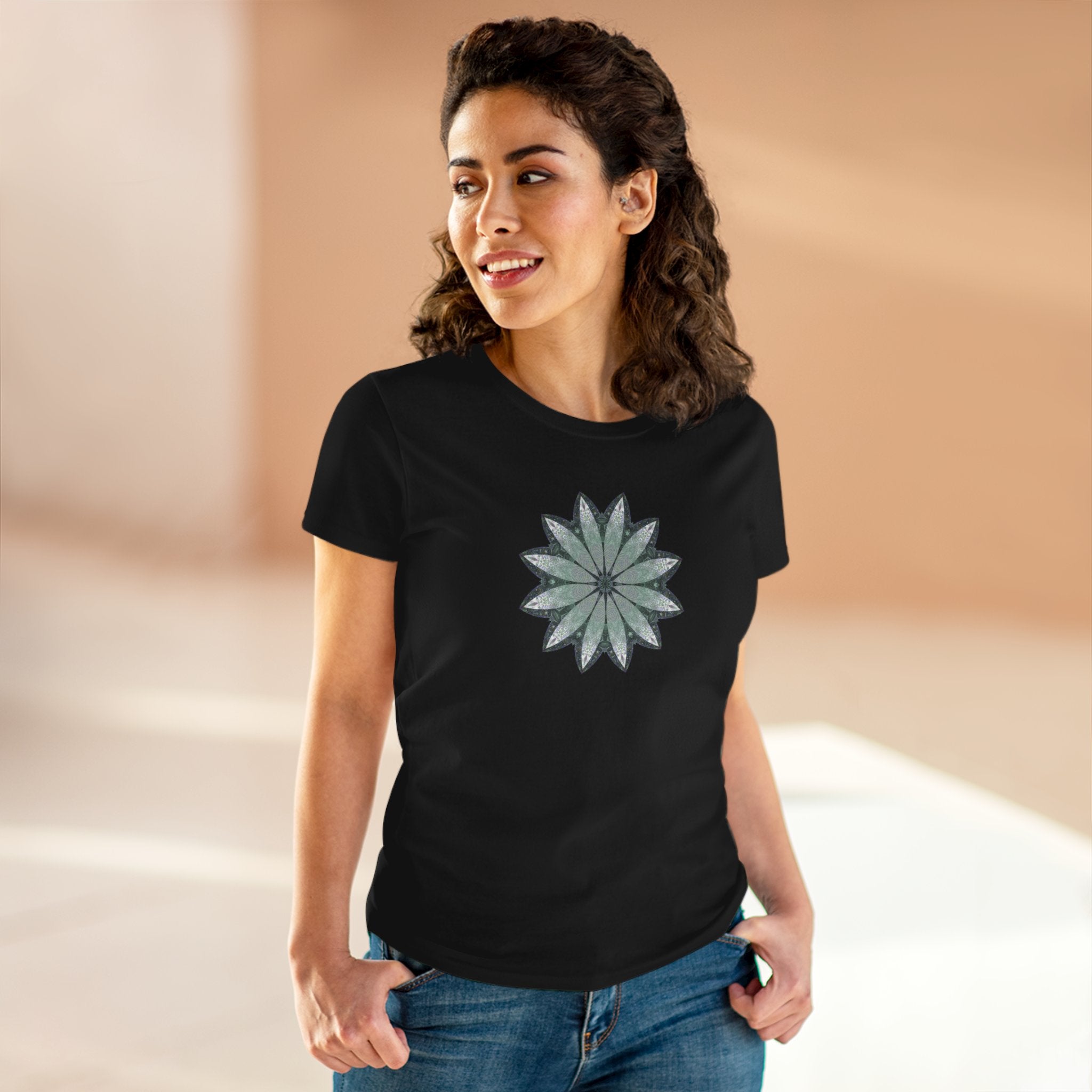 Women's Midweight Cotton Tee - Love Light Mandalas No.22