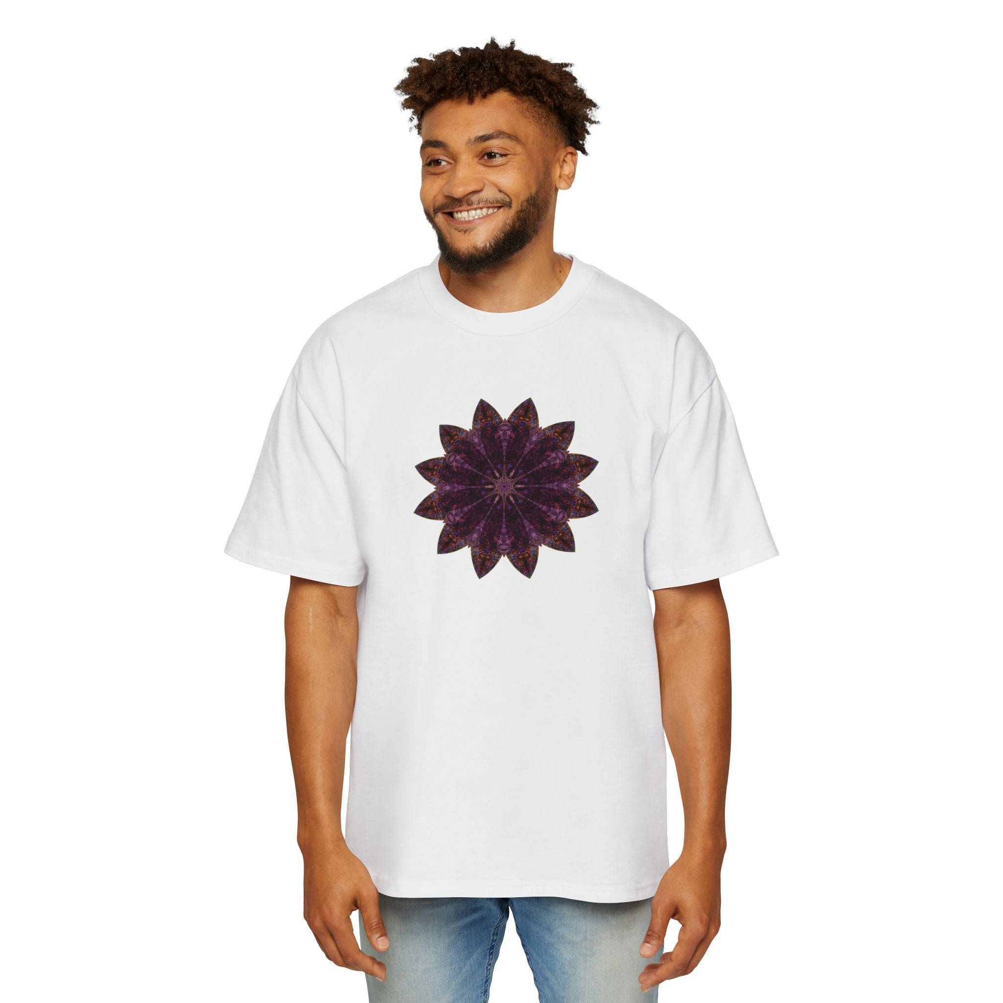 Men's Heavy Oversized Tee - Love Light Mandalas No.15