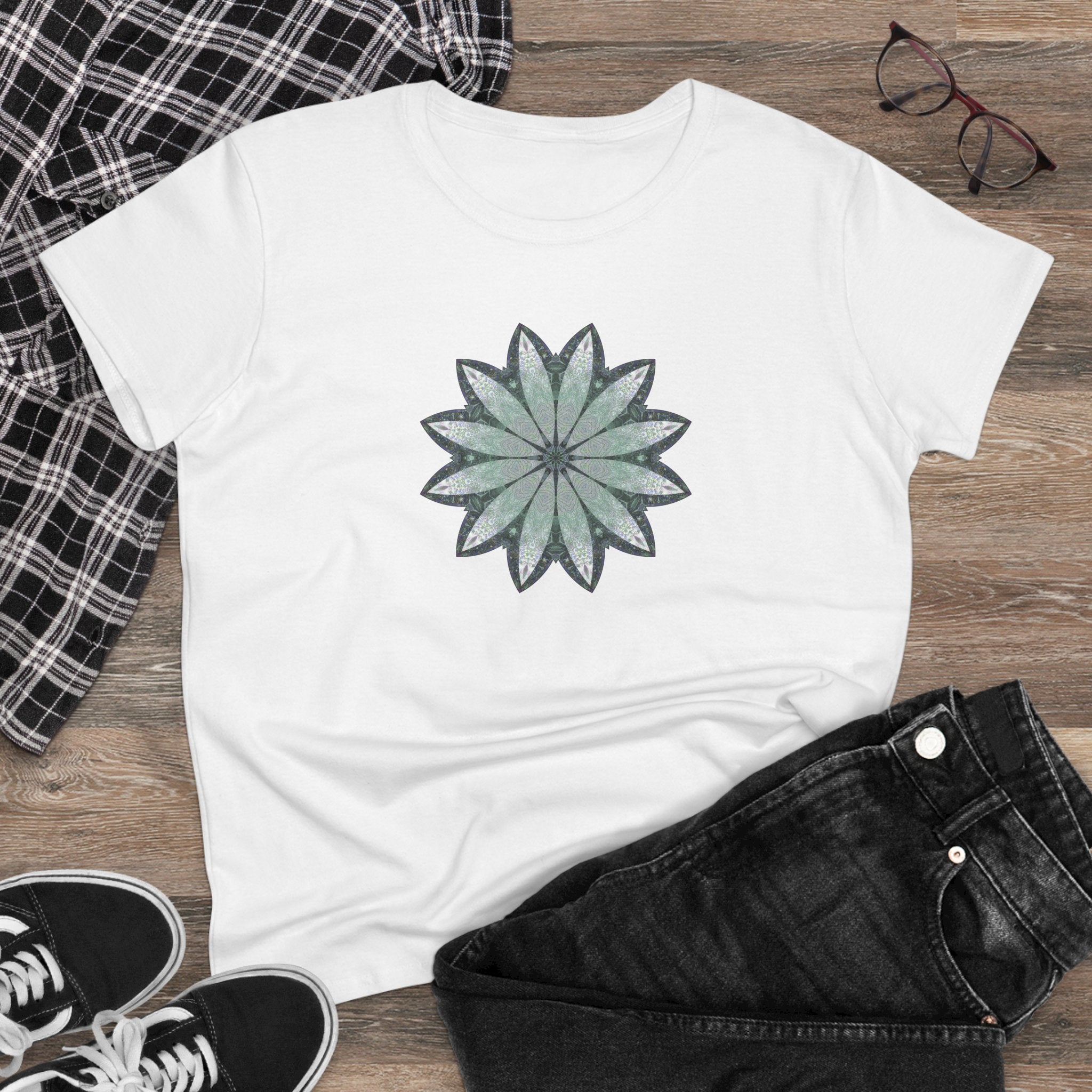 Women's Midweight Cotton Tee - Love Light Mandalas No.22