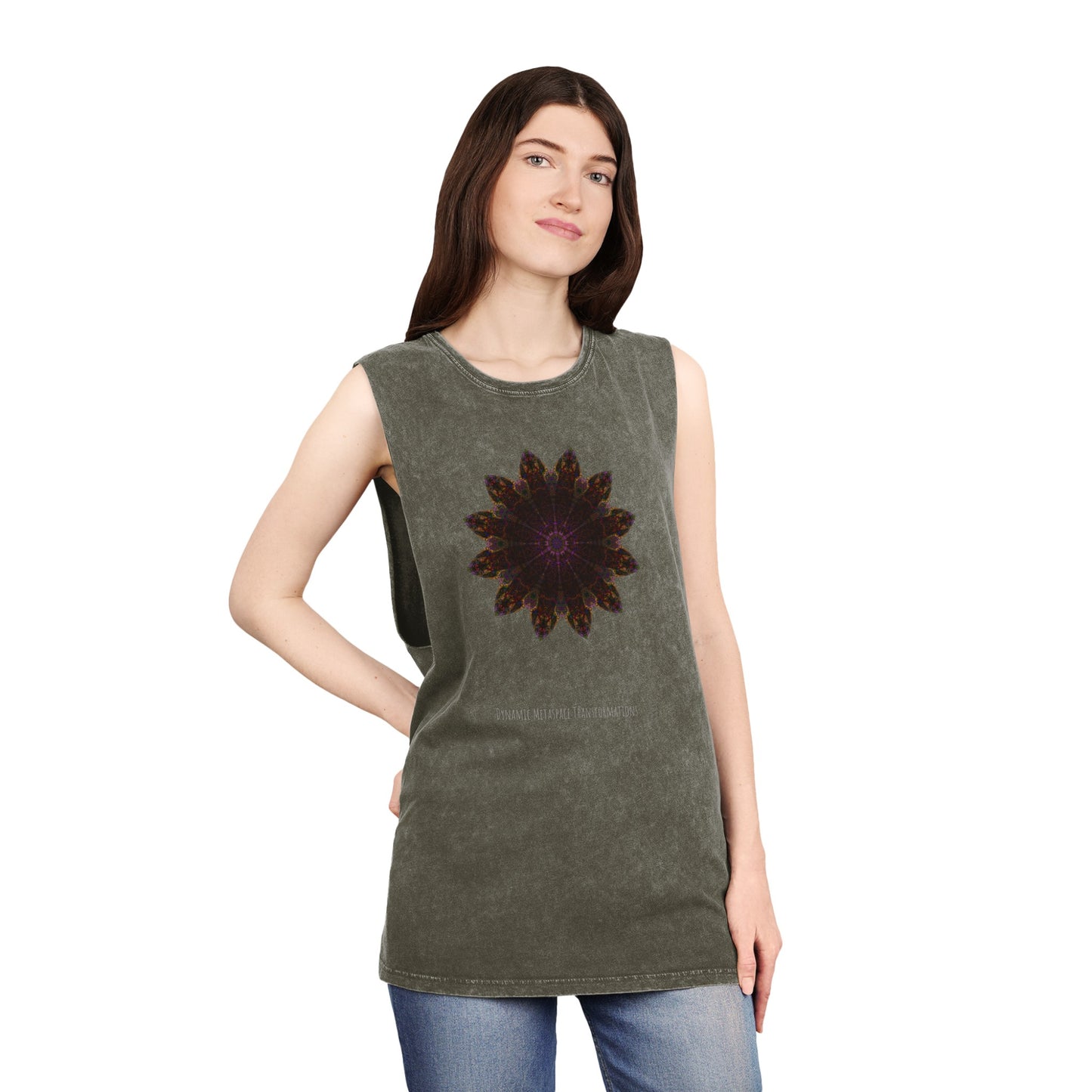 Unisex Stonewash Tank Top - Love Light Mandalas No.12