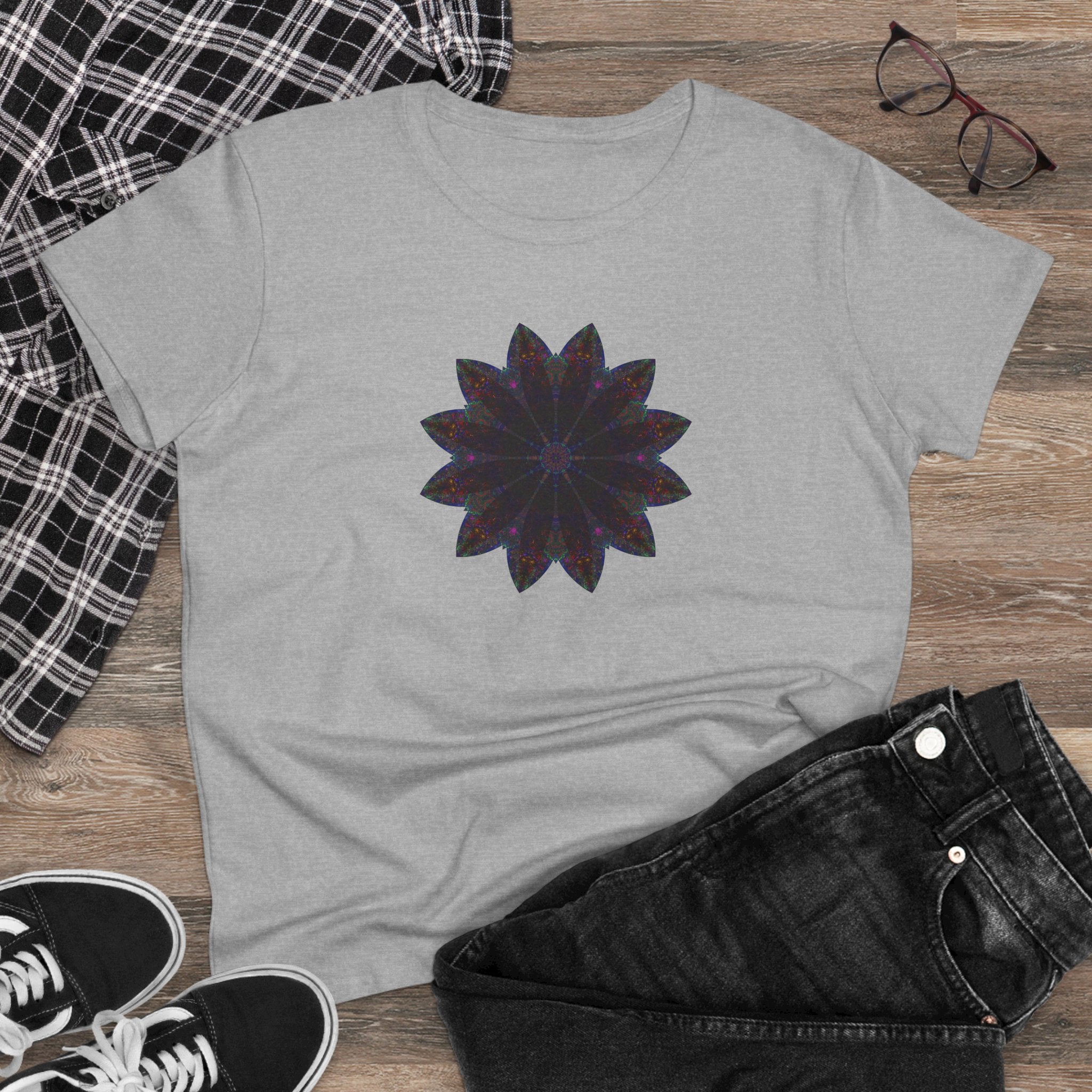 Women's Midweight Cotton Tee - Love Light Mandalas No.25