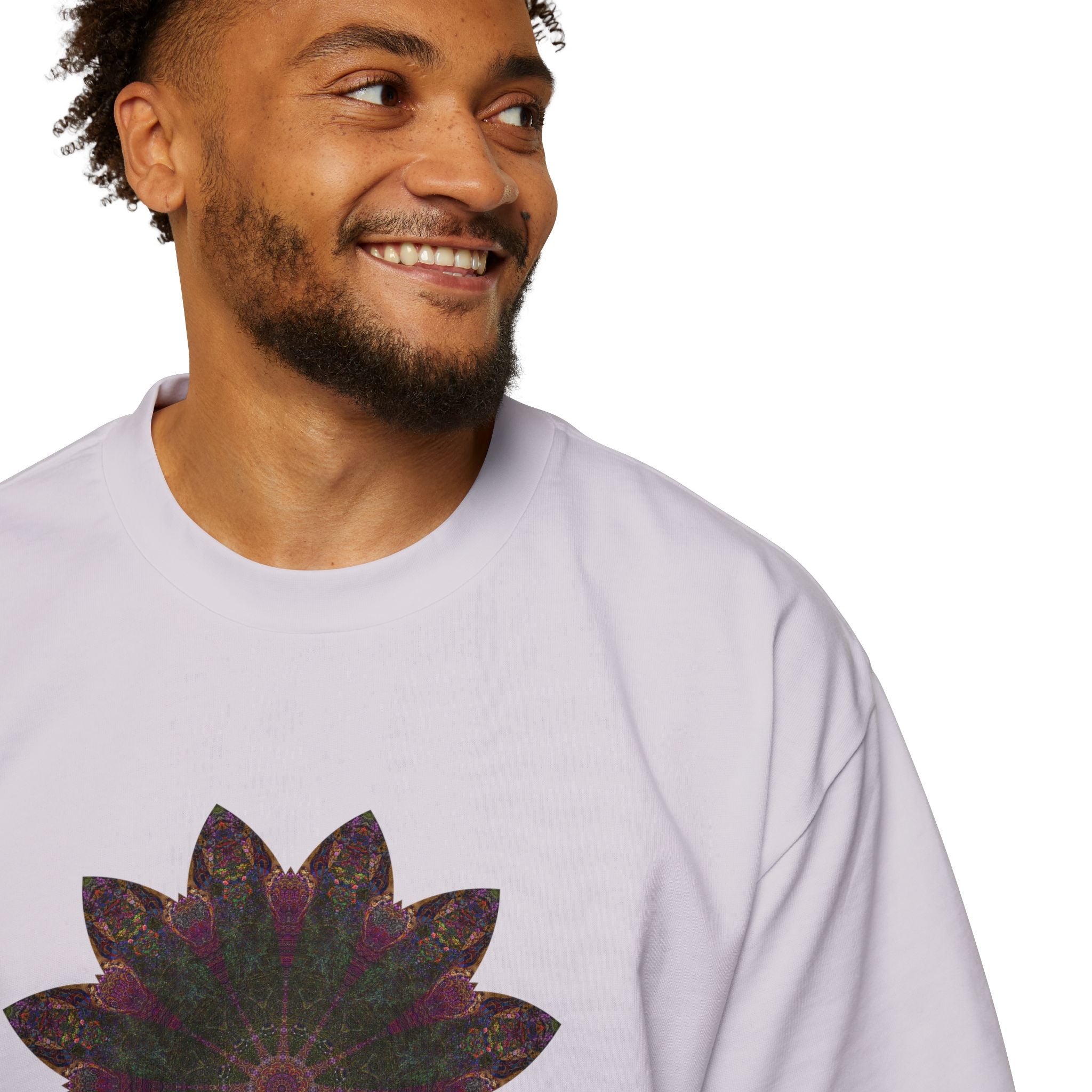 Men's Heavy Oversized Tee - Love Light Mandalas No.7