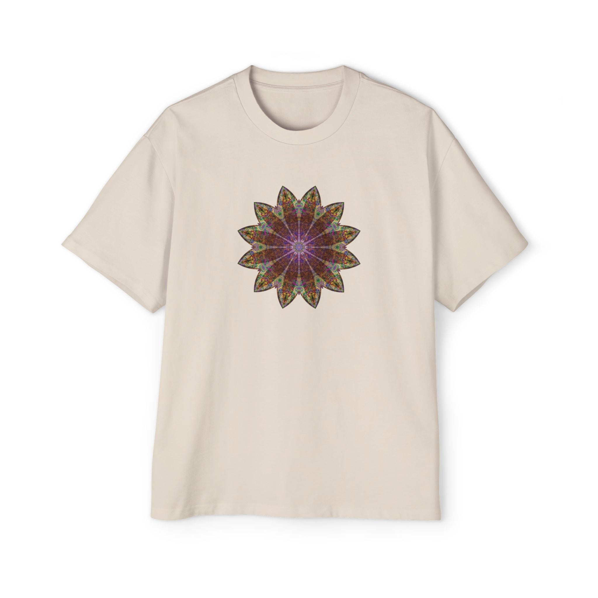Men's Heavy Oversized Tee - Love Light Mandalas No.13