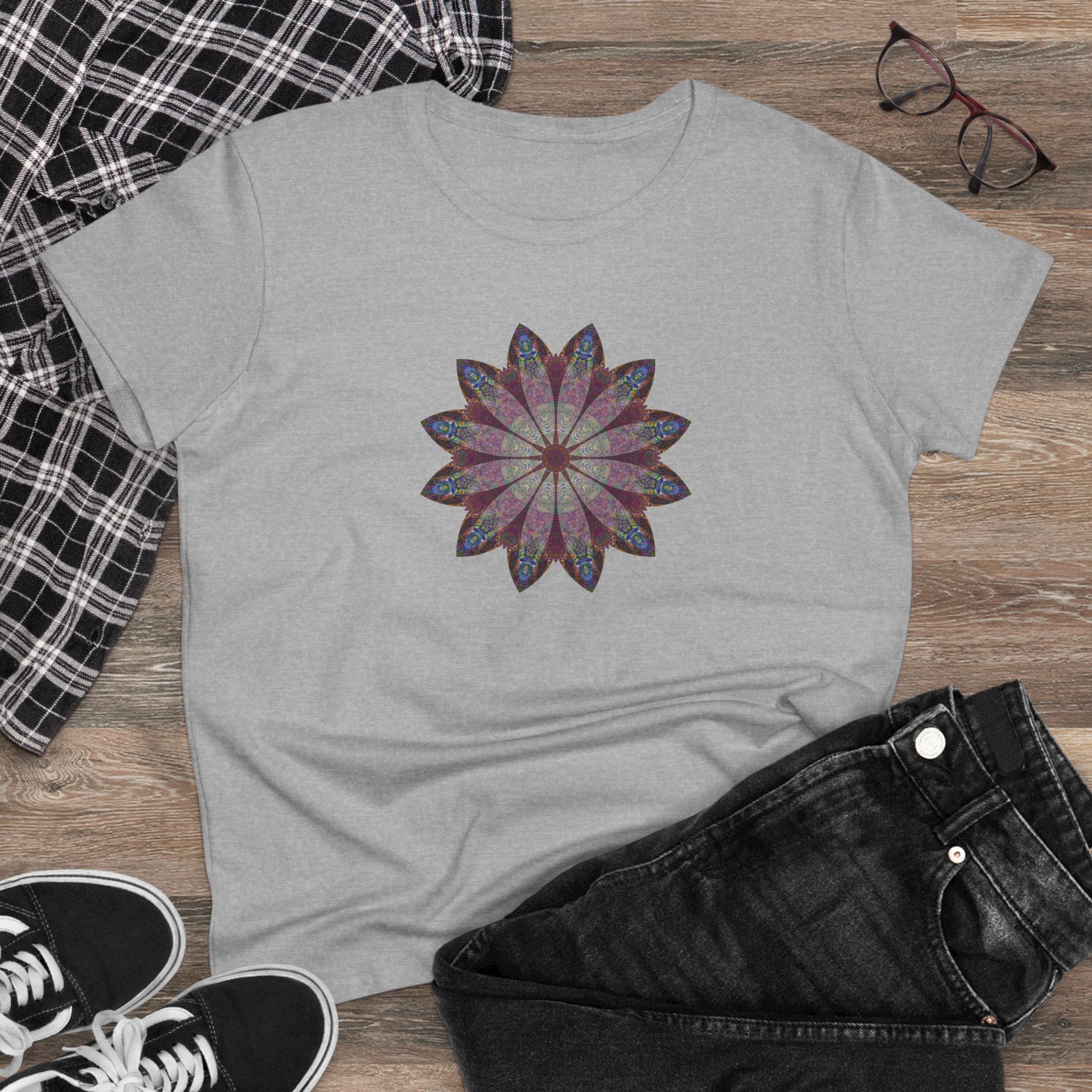 Women's Midweight Cotton Tee - Love Light Mandalas No.9