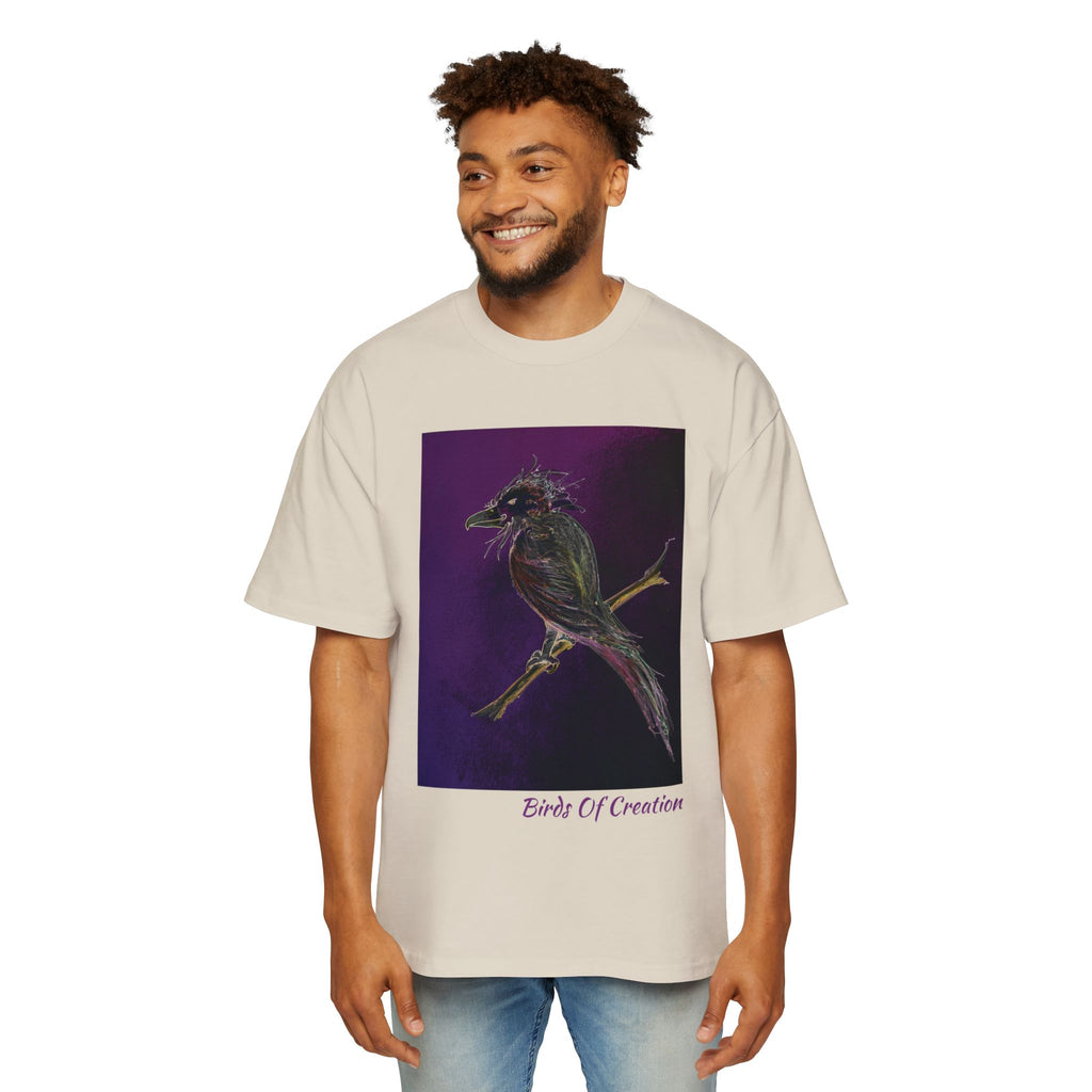 Men's Heavy Oversized Tee - Birds Of Creation No.1