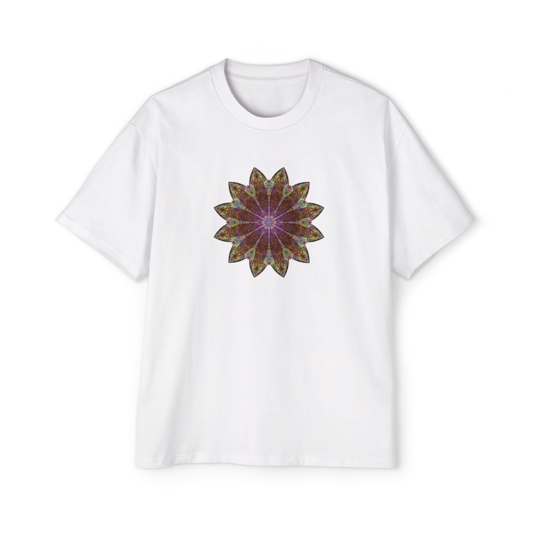 Men's Heavy Oversized Tee - Love Light Mandalas No.13