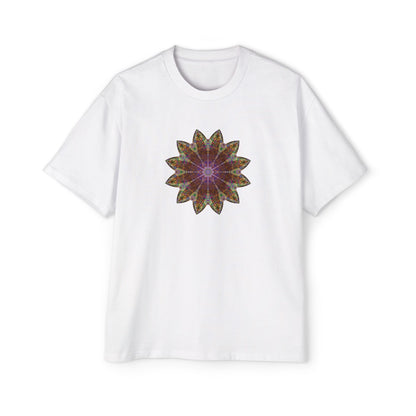 Men's Heavy Oversized Tee - Love Light Mandalas No.13