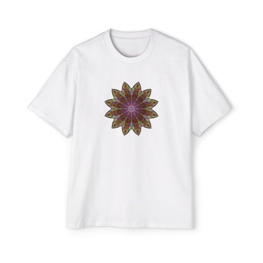 Men's Heavy Oversized Tee - Love Light Mandalas No.13
