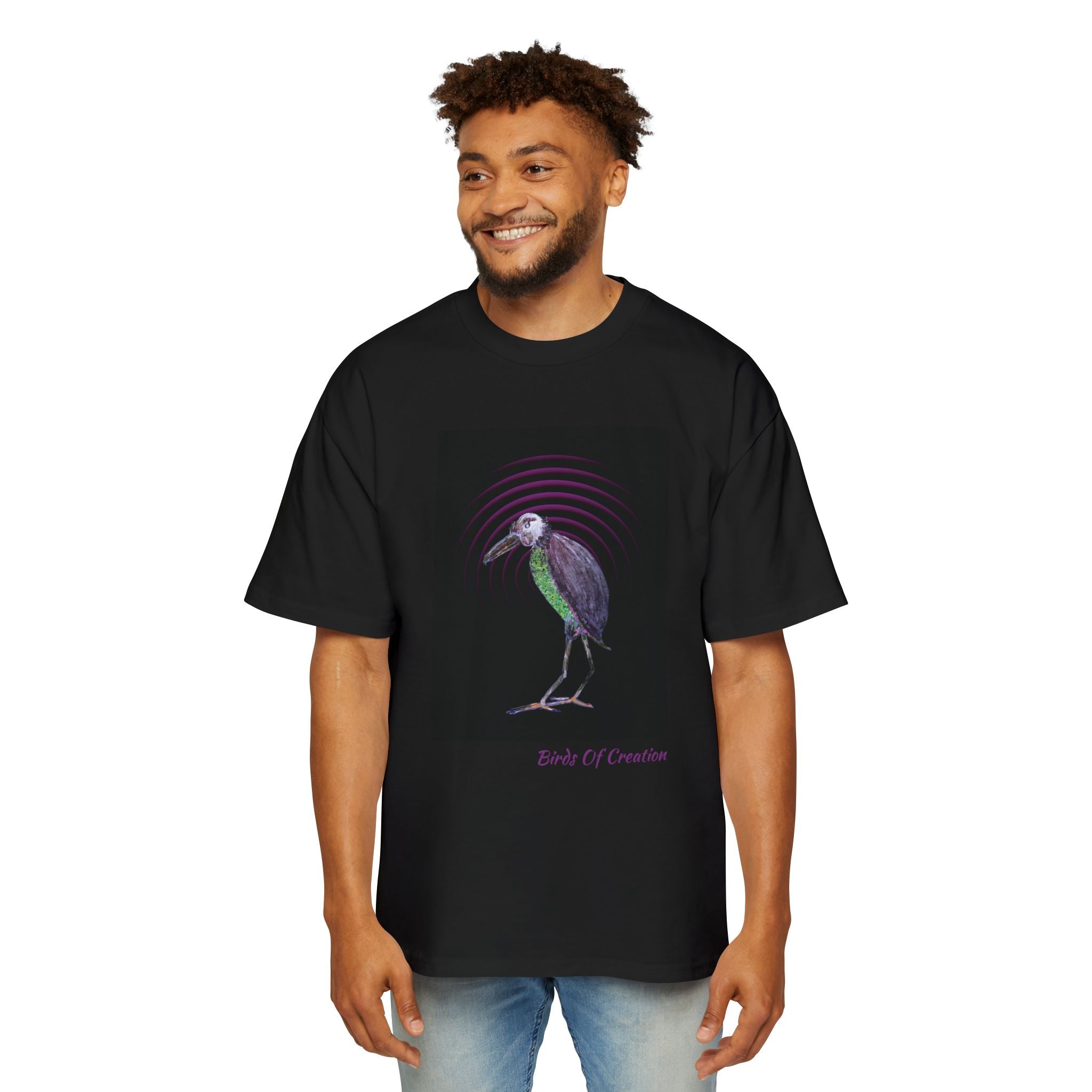 Men's Heavy Oversized Tee - Birds Of Creation No.2b