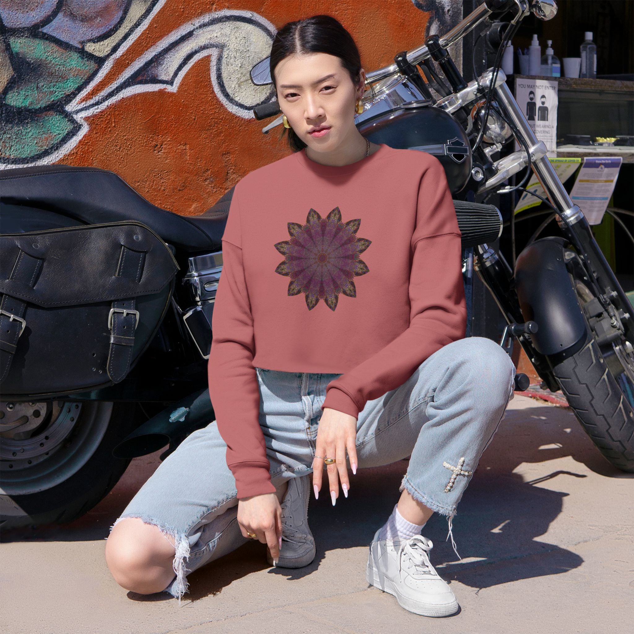 Women's Cropped Sweatshirt - Love Light Mandalas No.6