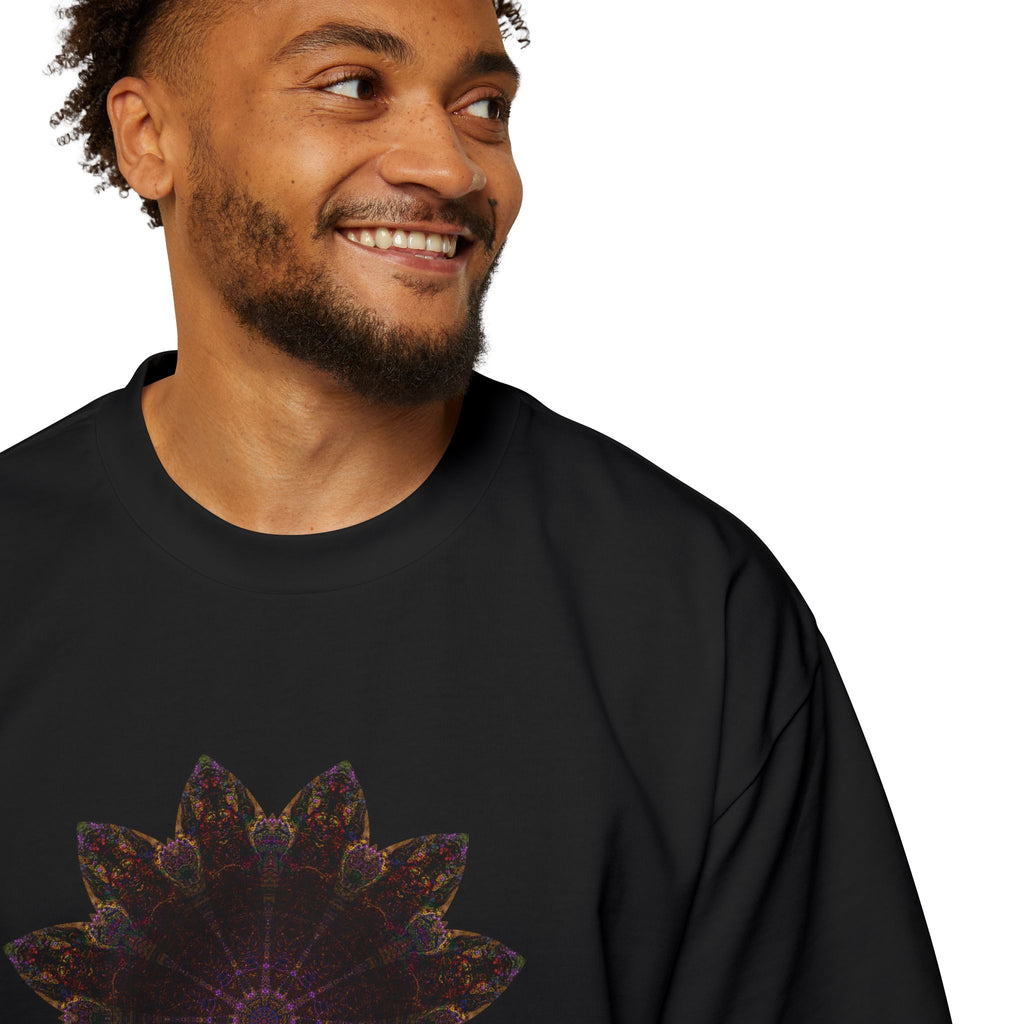 Men's Heavy Oversized Tee - Love Light Mandalas No.12