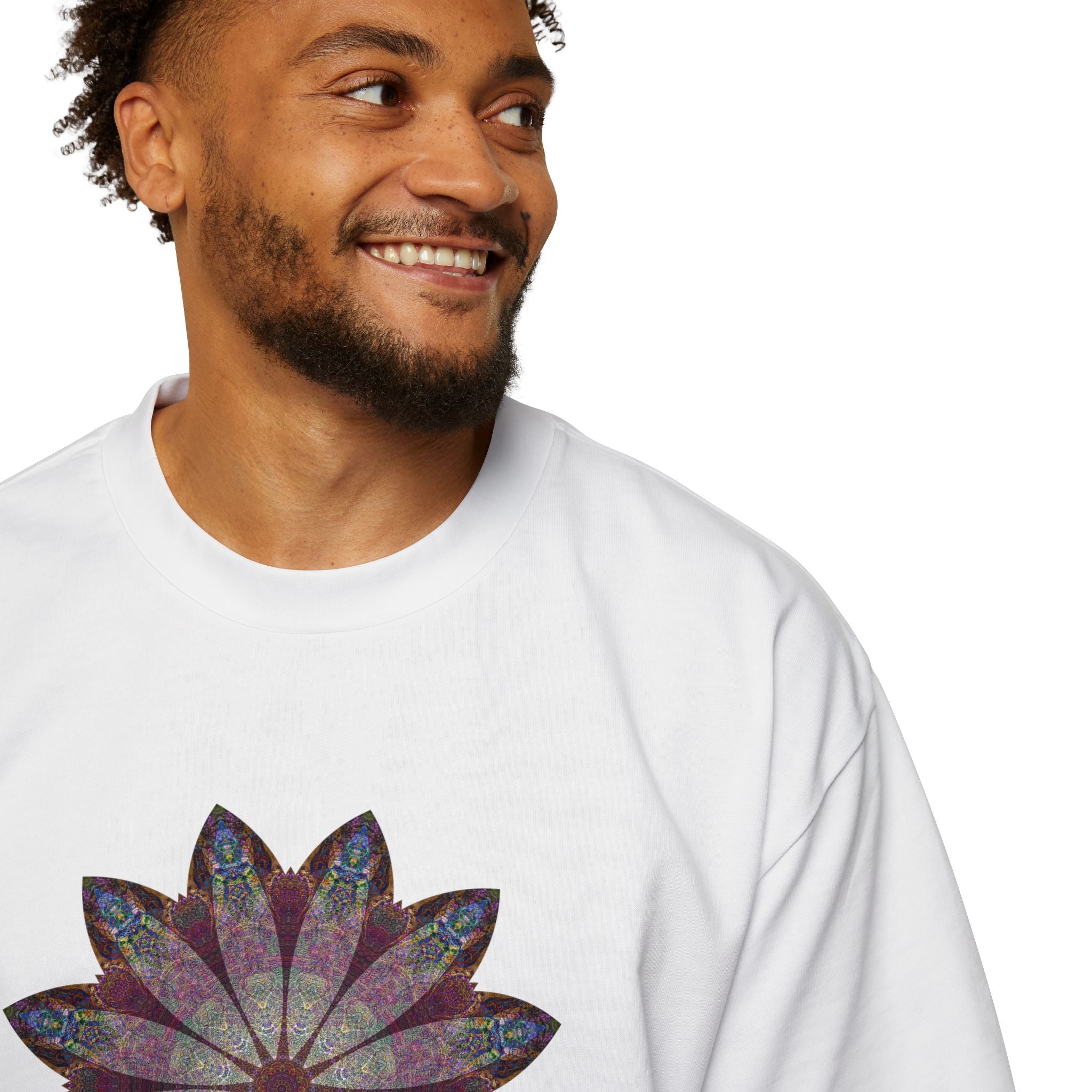 Men's Heavy Oversized Tee - Love Light Mandalas No.9