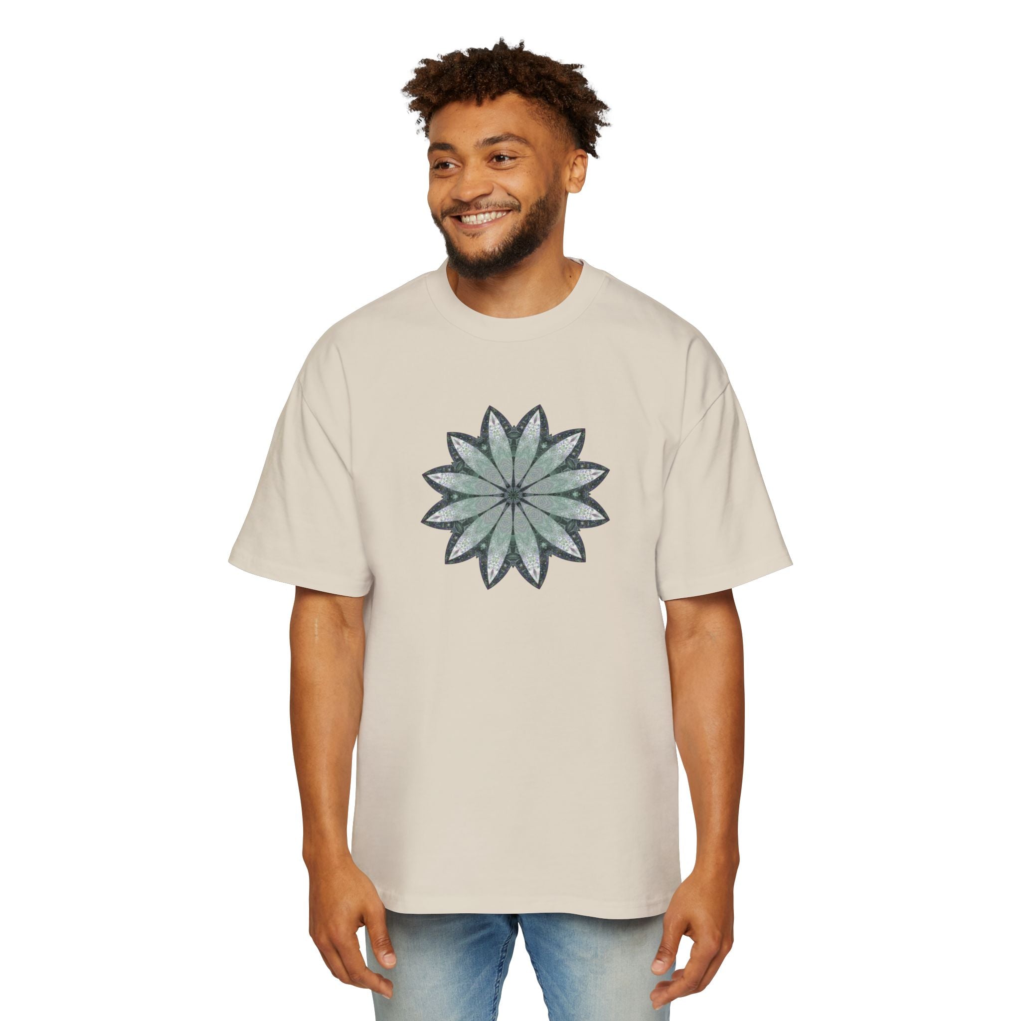 Men's Heavy Oversized Tee - Love Light Mandalas No.22