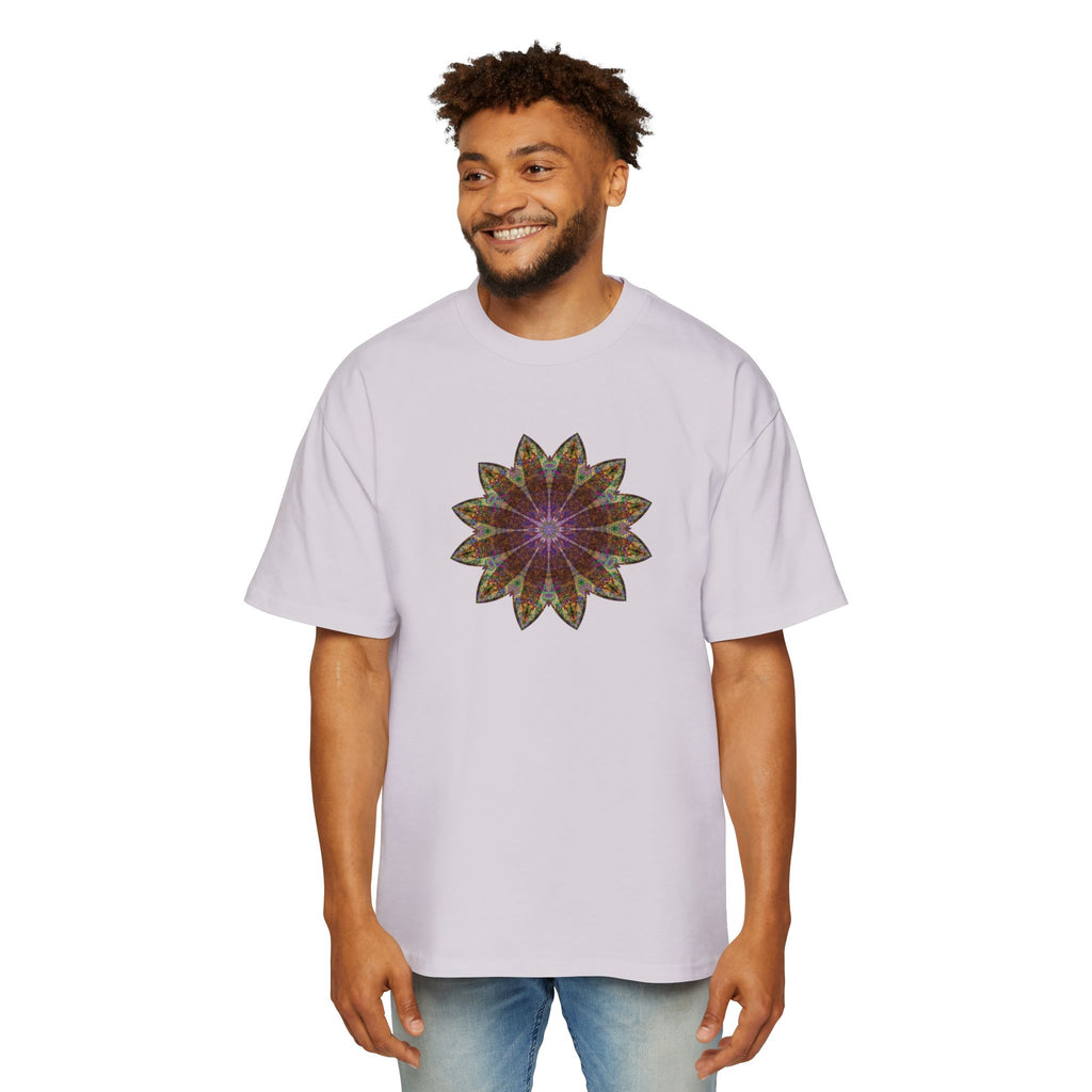 Men's Heavy Oversized Tee - Love Light Mandalas No.13
