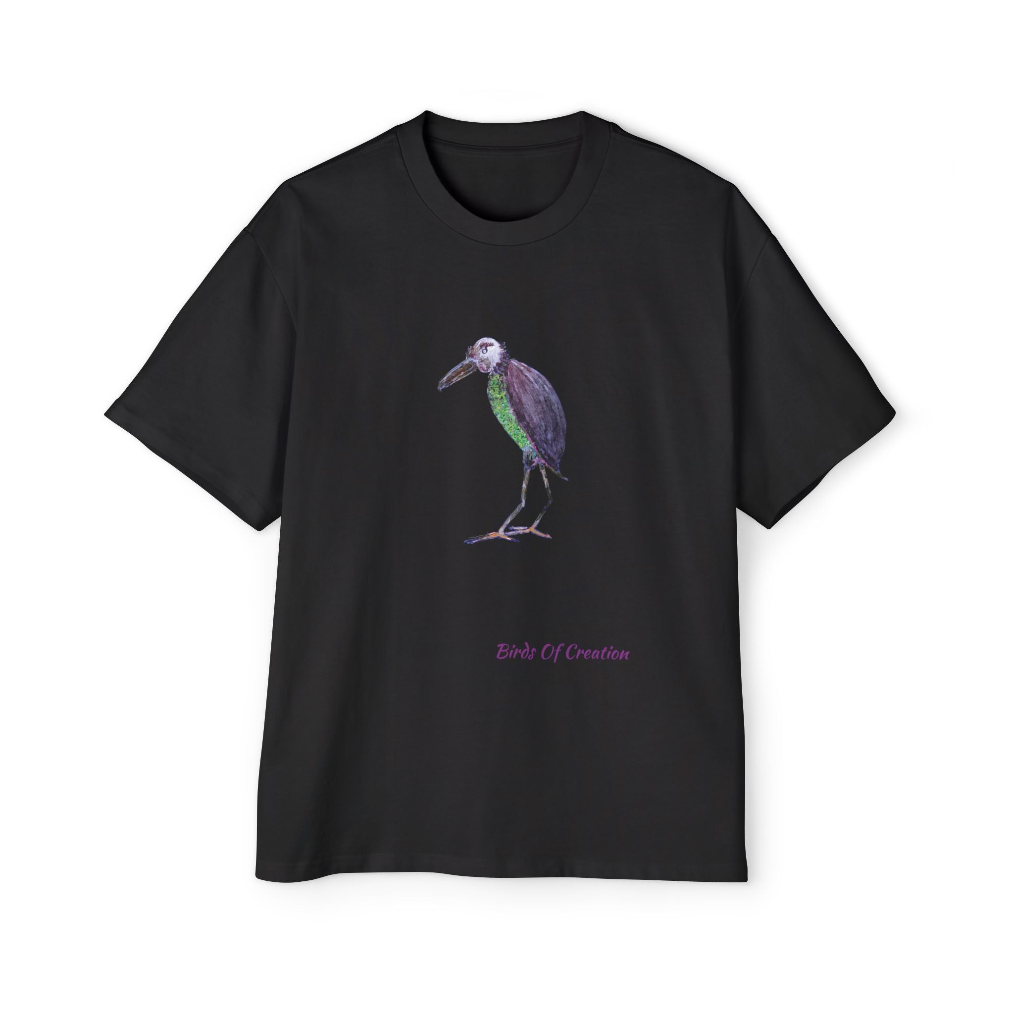 Men's Heavy Oversized Tee - Birds Of Creation No.2