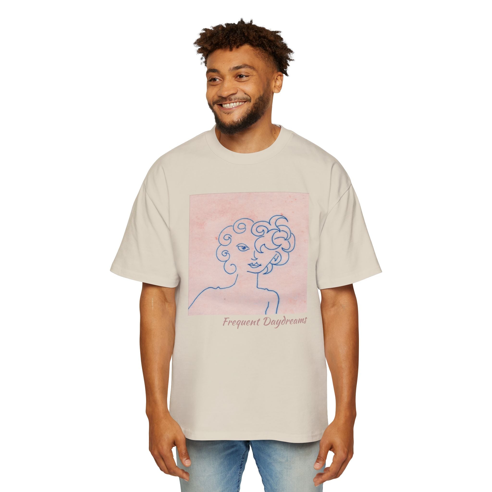 Men's Heavy Oversized Tee - Frequent Daydreams Sketch No.47