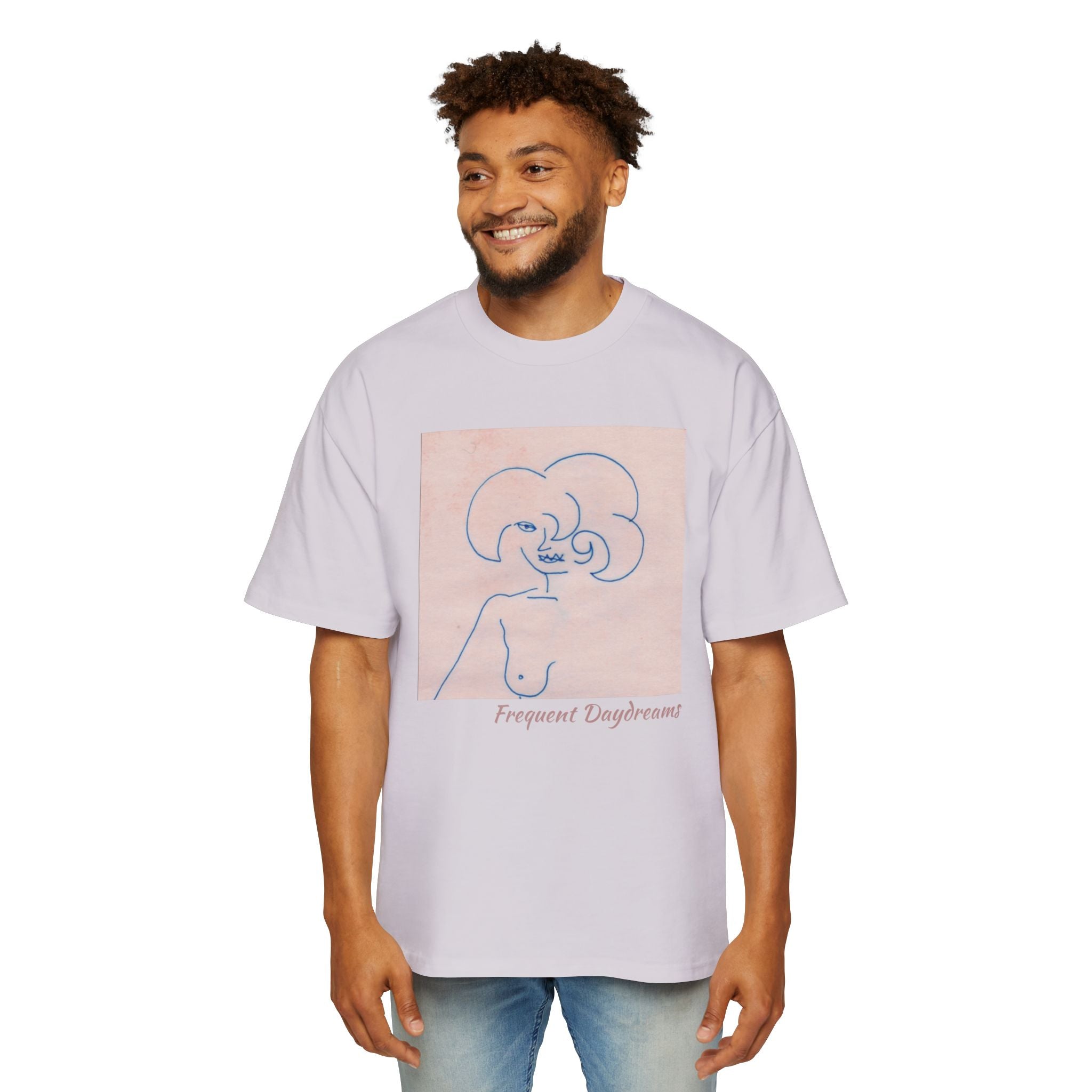 Men's Heavy Oversized Tee - Frequent Daydreams Sketch No.45