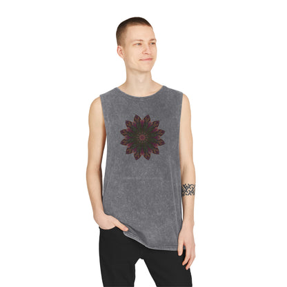 Unisex Stonewash Tank Top - Love Light Mandalas No.7