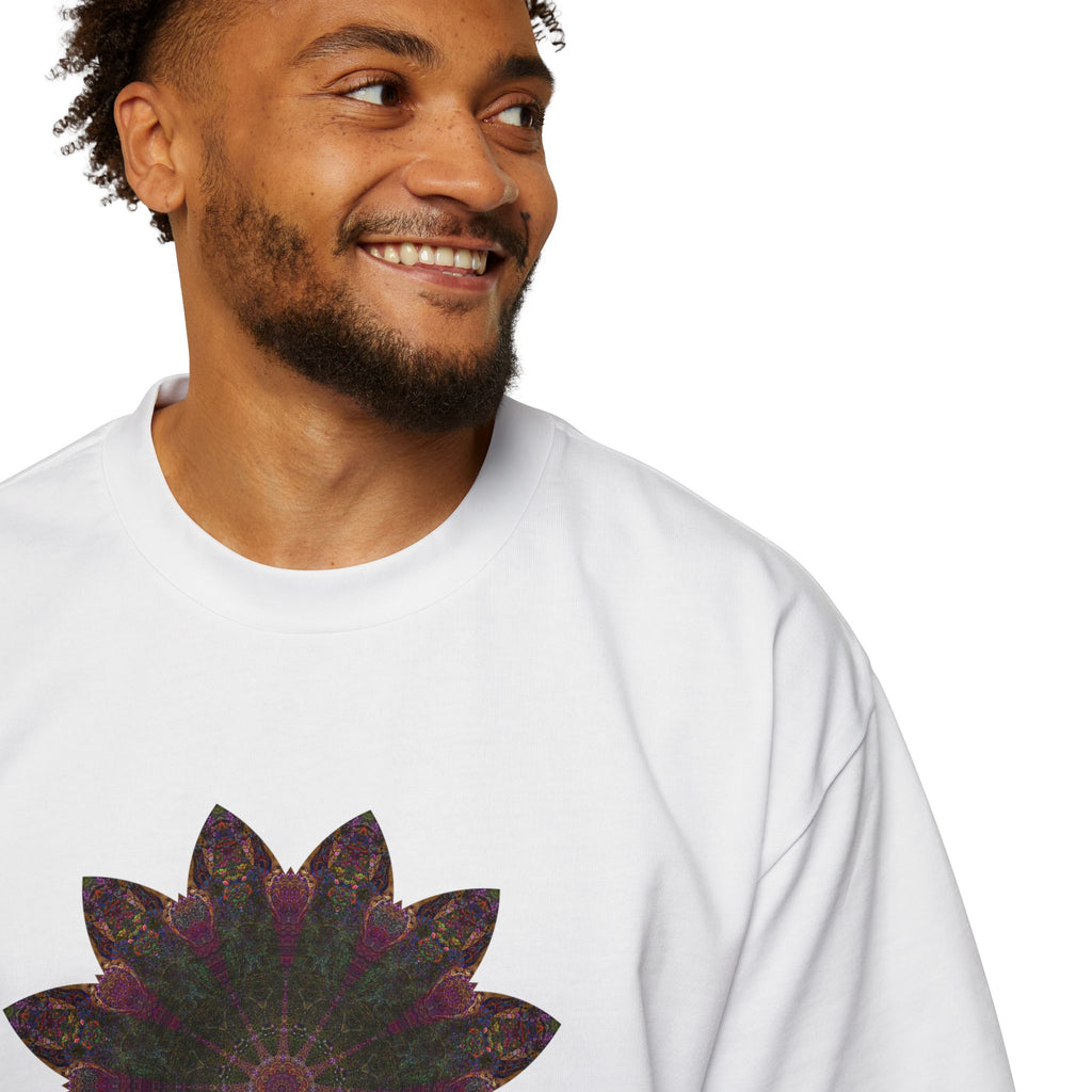 Men's Heavy Oversized Tee - Love Light Mandalas No.7