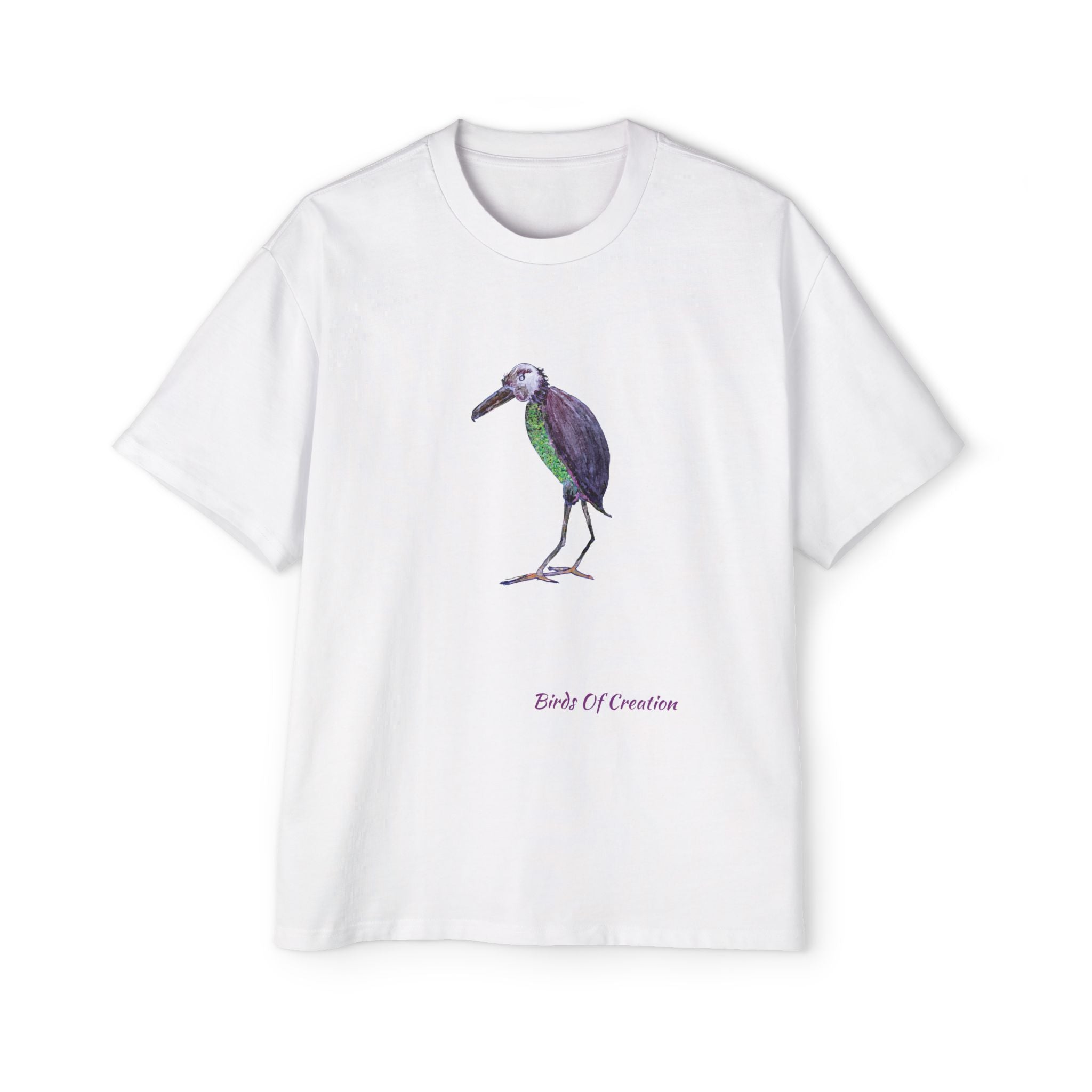 Men's Heavy Oversized Tee - Birds Of Creation No.2