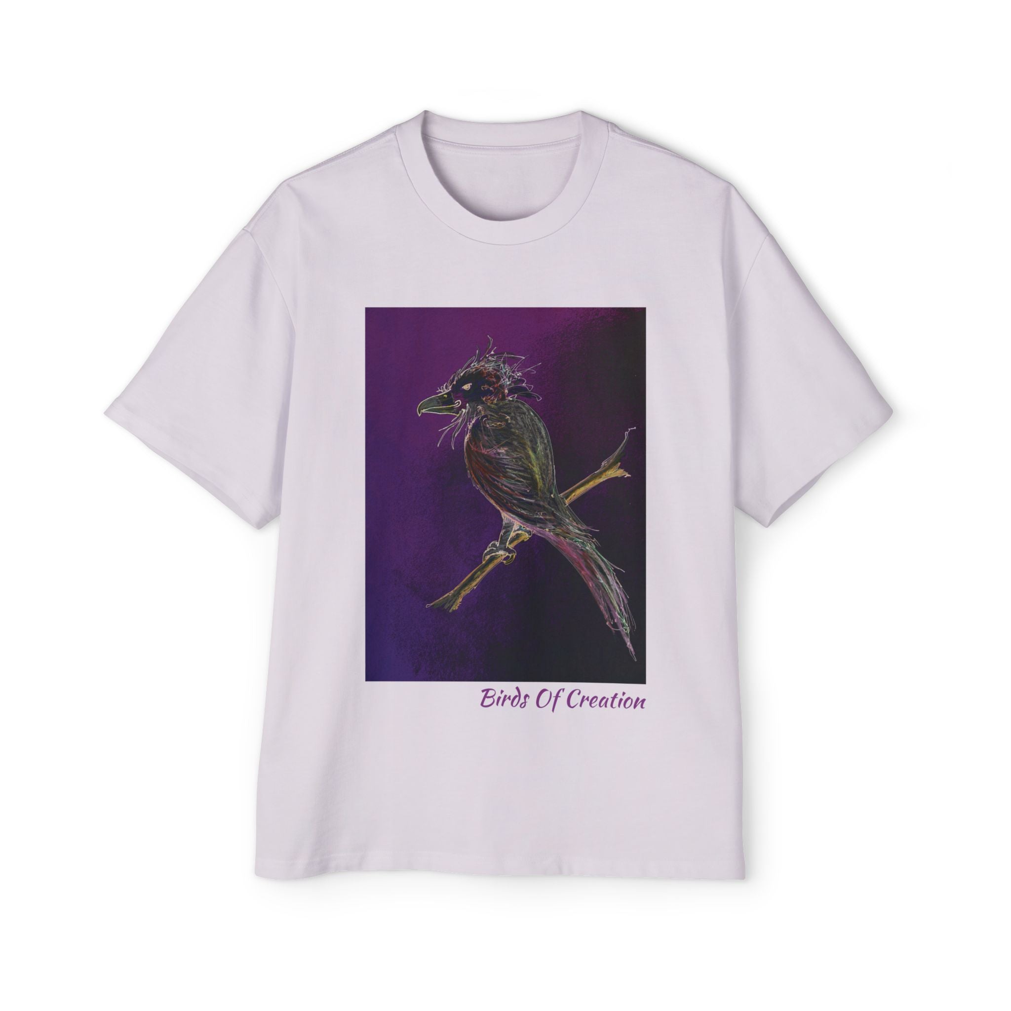 Men's Heavy Oversized Tee - Birds Of Creation No.1