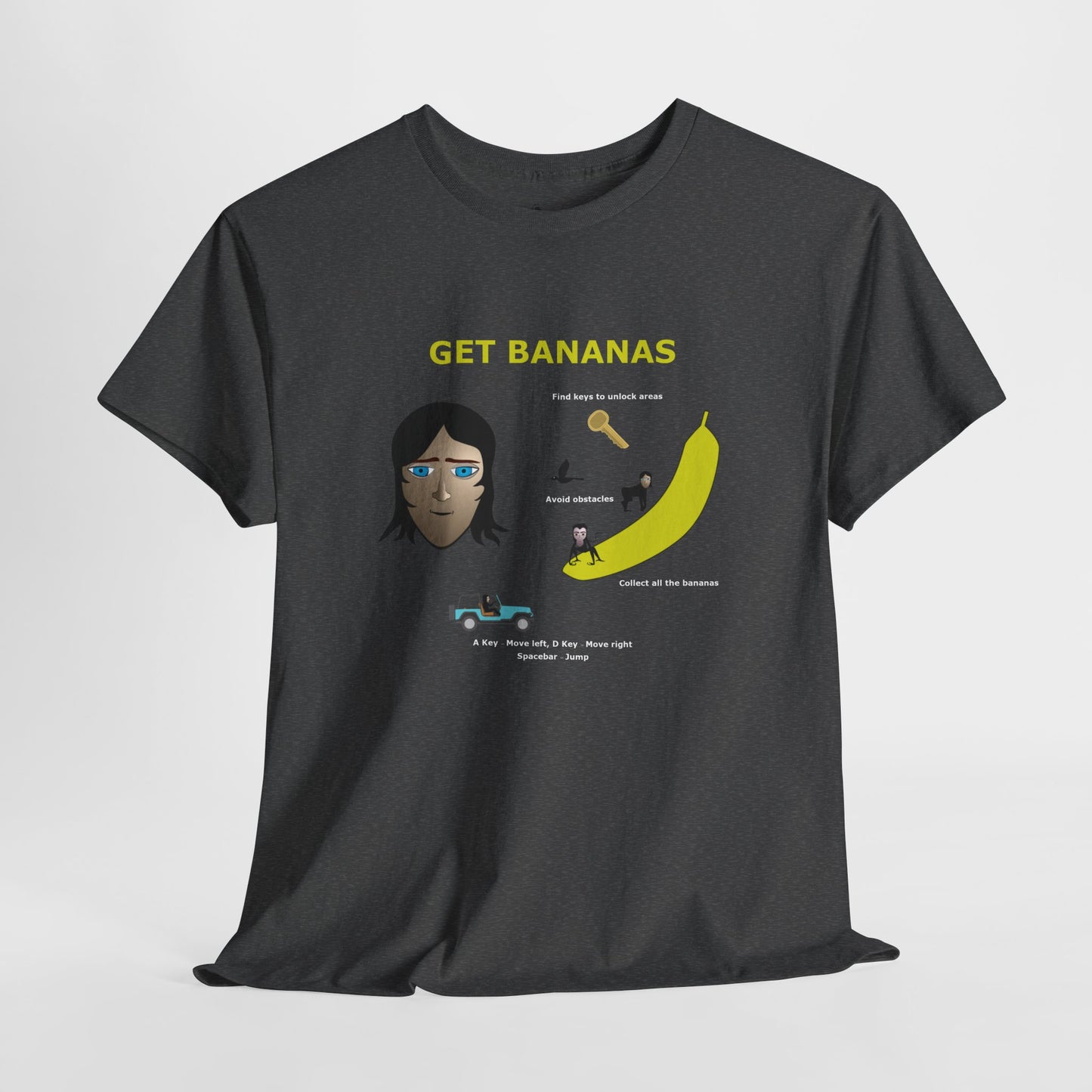 Unisex Heavy Cotton Tee - Monkey Shadows Get Bananas