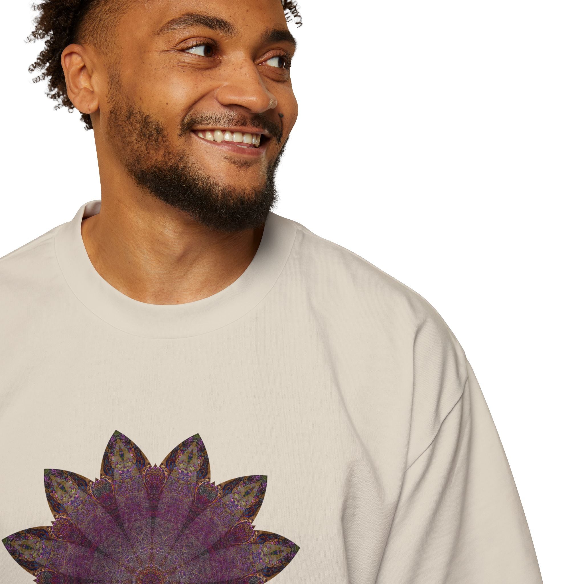 Men's Heavy Oversized Tee - Love Light Mandalas No.6