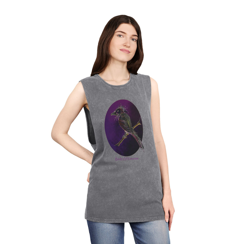 Unisex Stonewash Tank Top - Birds Of Creation No.1a