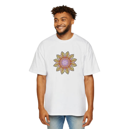Men's Heavy Oversized Tee - Love Light Mandalas No.14