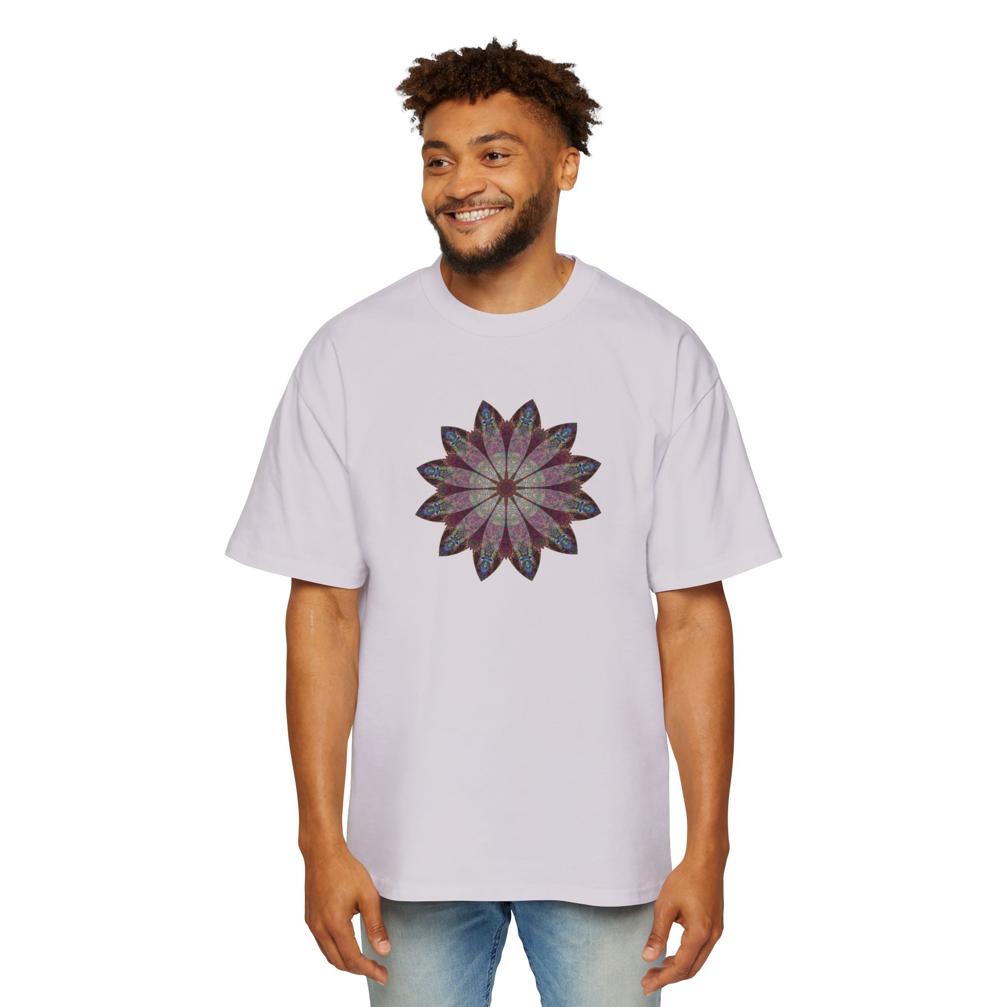 Men's Heavy Oversized Tee - Love Light Mandalas No.9