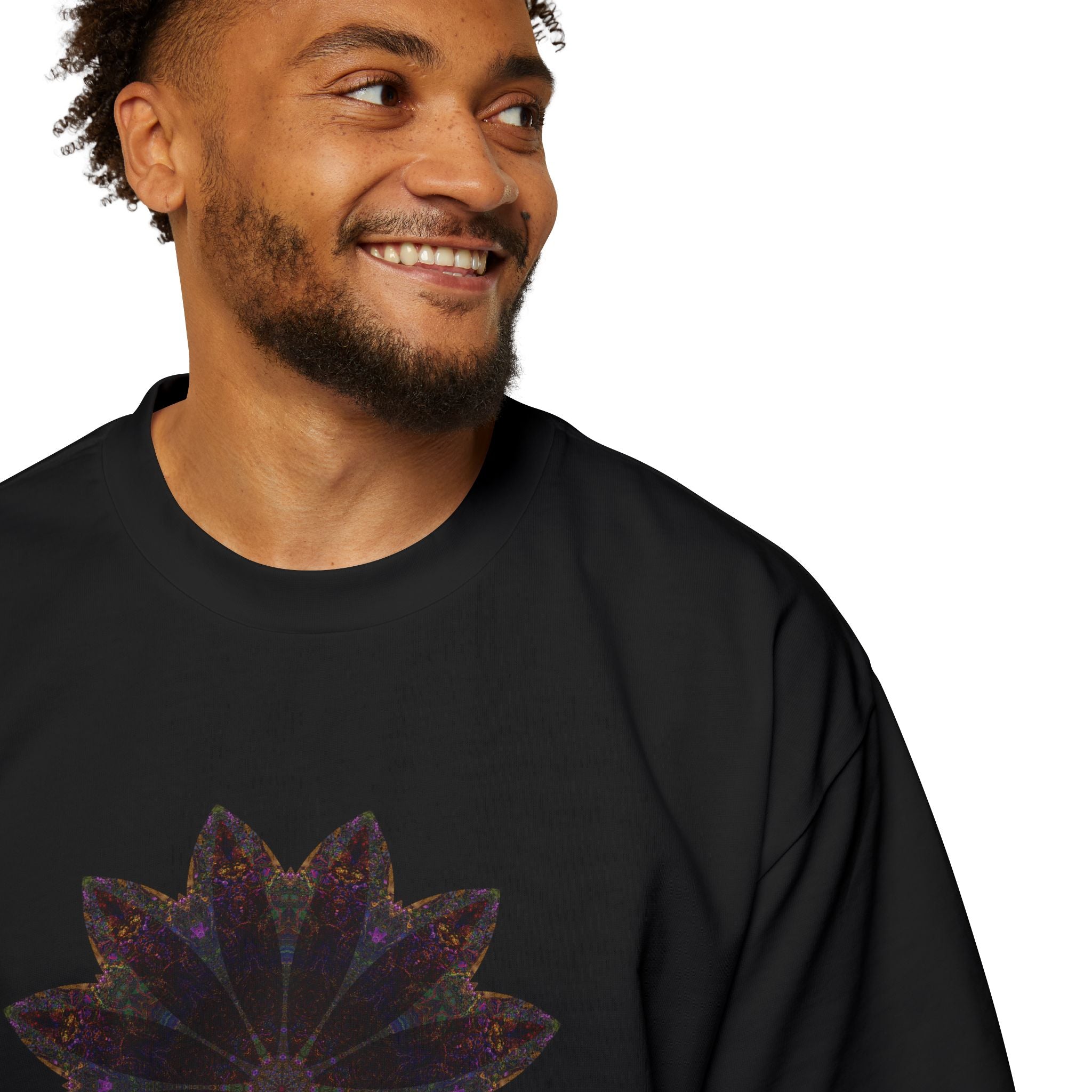 Men's Heavy Oversized Tee - Love Light Mandalas No.10