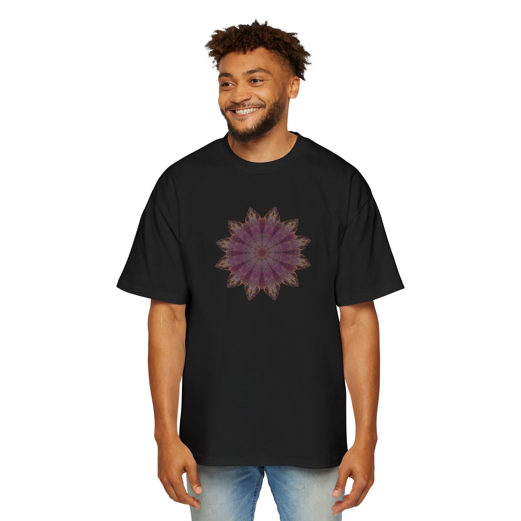 Men's Heavy Oversized Tee - Love Light Mandalas No.6