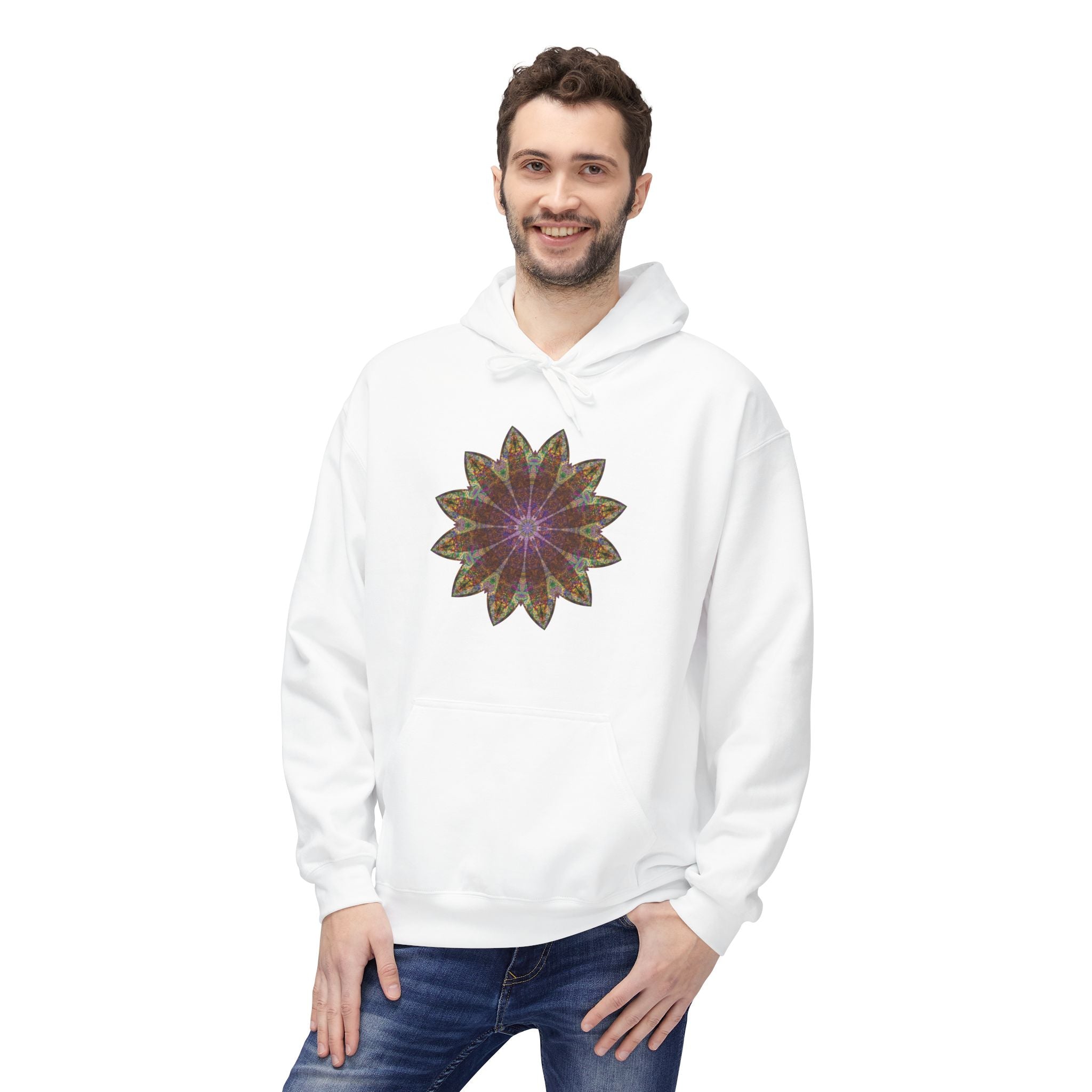 Unisex Midweight Softstyle Fleece Hoodie - Love Light Mandalas No.13
