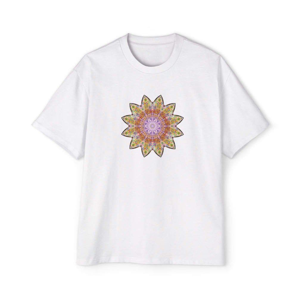 Men's Heavy Oversized Tee - Love Light Mandalas No.14