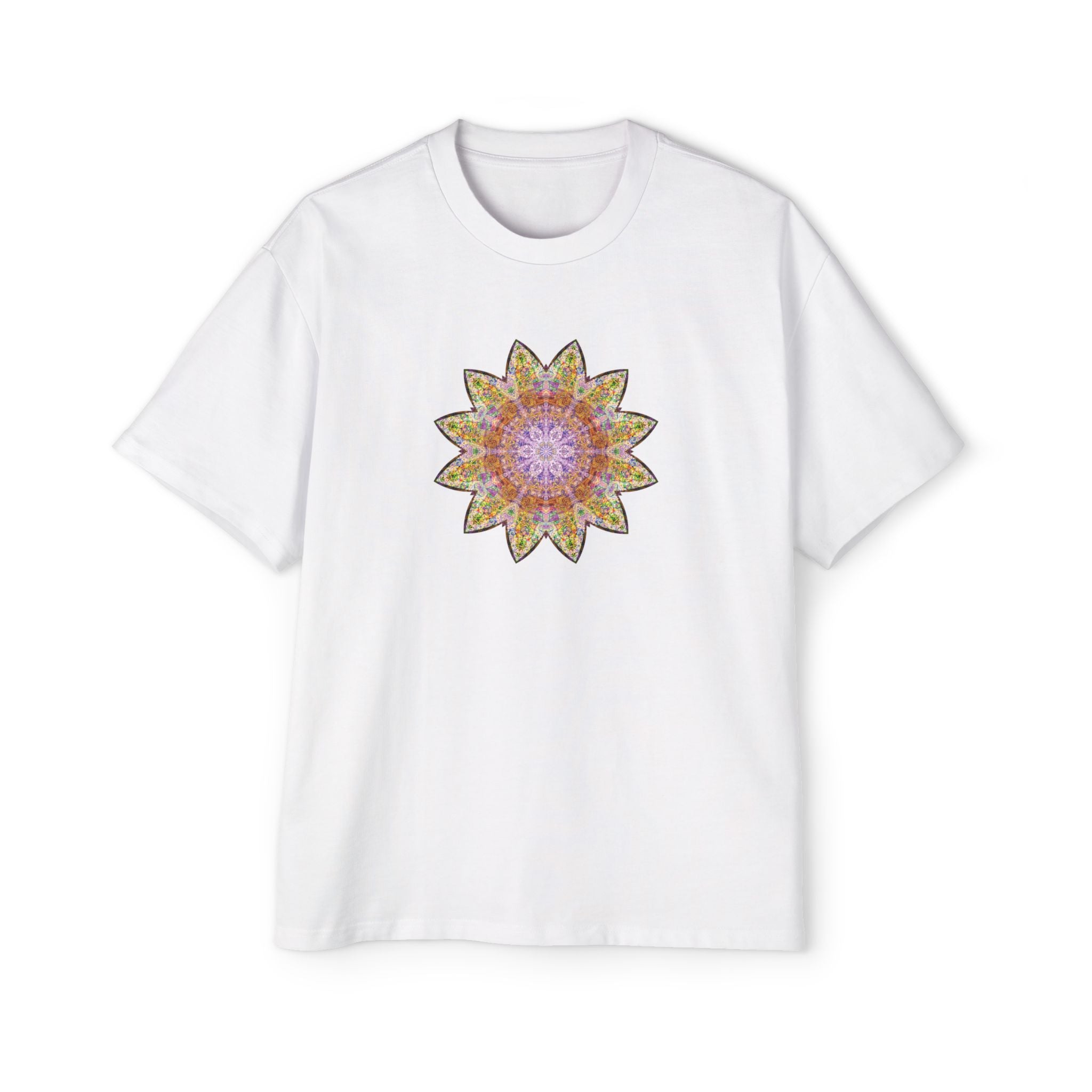 Men's Heavy Oversized Tee - Love Light Mandalas No.14