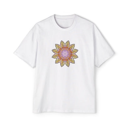 Men's Heavy Oversized Tee - Love Light Mandalas No.14
