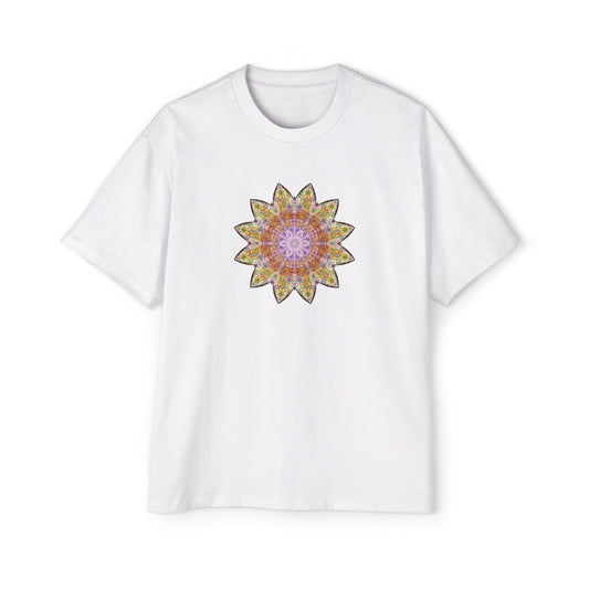 Men's Heavy Oversized Tee - Love Light Mandalas No.14