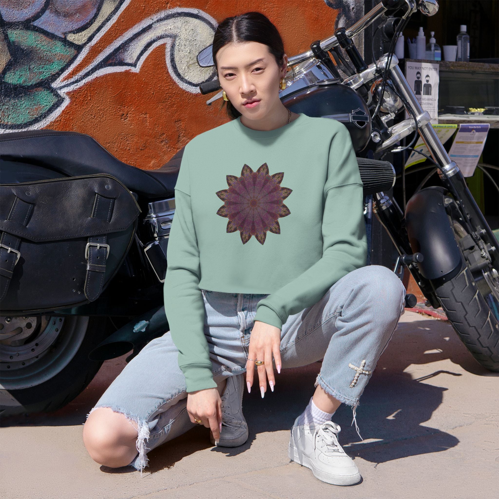 Women's Cropped Sweatshirt - Love Light Mandalas No.6